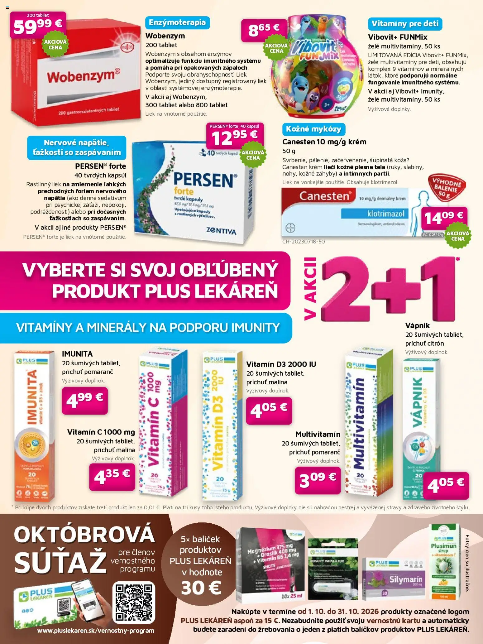 Náhľad Plus lekáreň letáku platného od 01.10.2026 - Wobenzym, Sirup, Multivitamín, Krém
