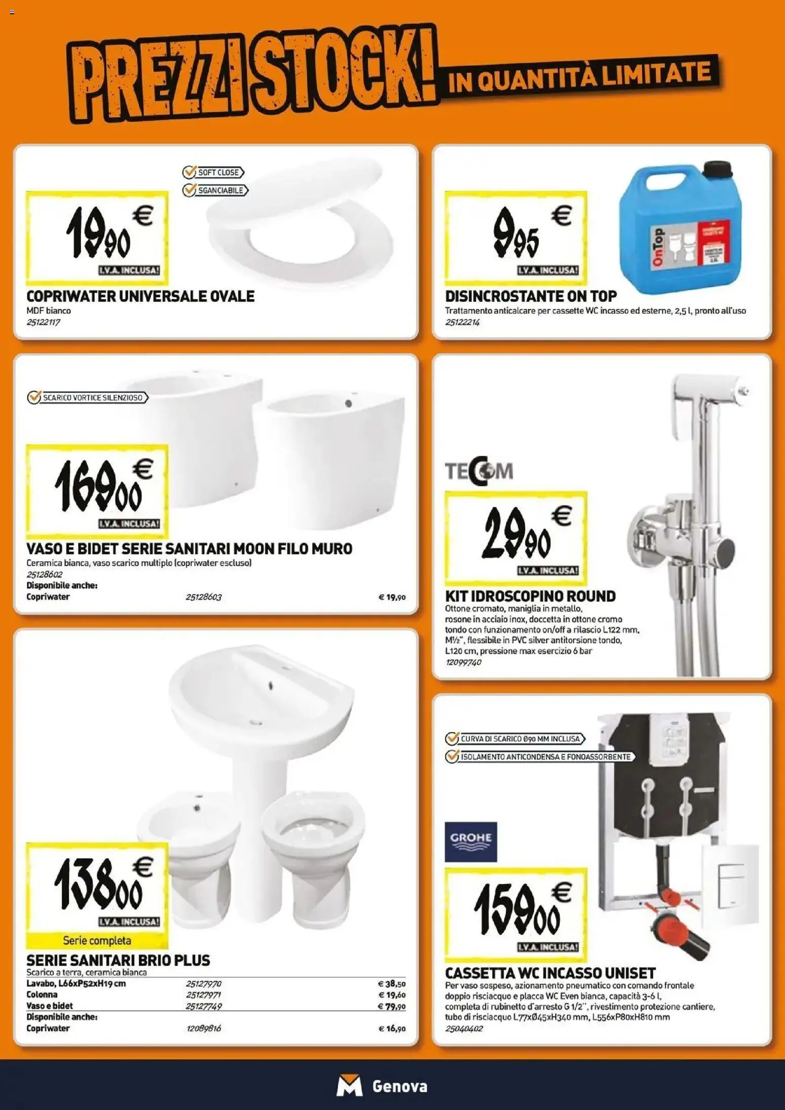 Anteprima dell'opuscolo TECNOMAT catalogo Genova dal negozio TECNOMAT valido da 29/10/2026 - WC, Top, Vaso, Tubo, Anticalcare