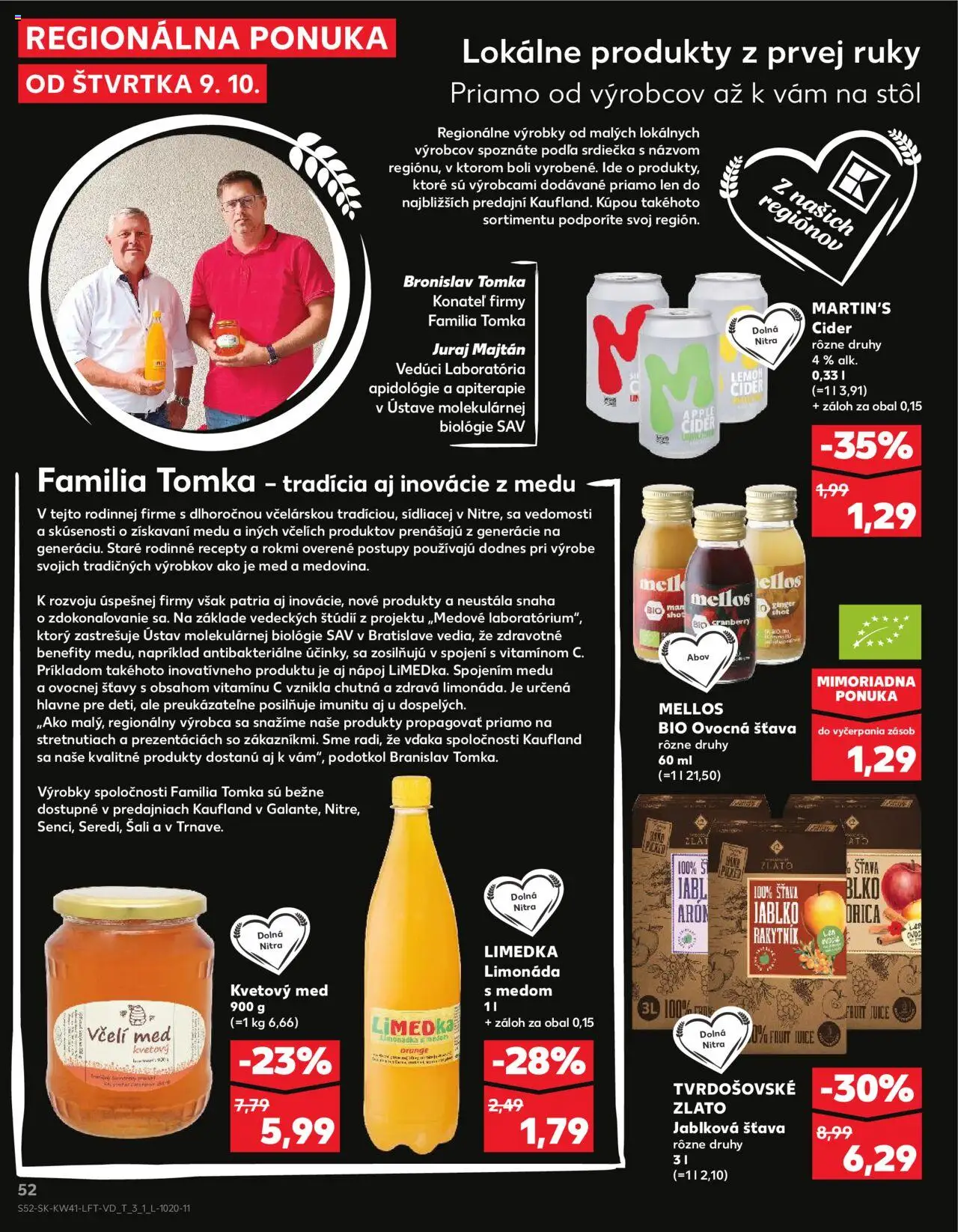 Náhľad Kaufland letáku platného od 09.10.2025 - Apple, Med, Stôl, Šťava