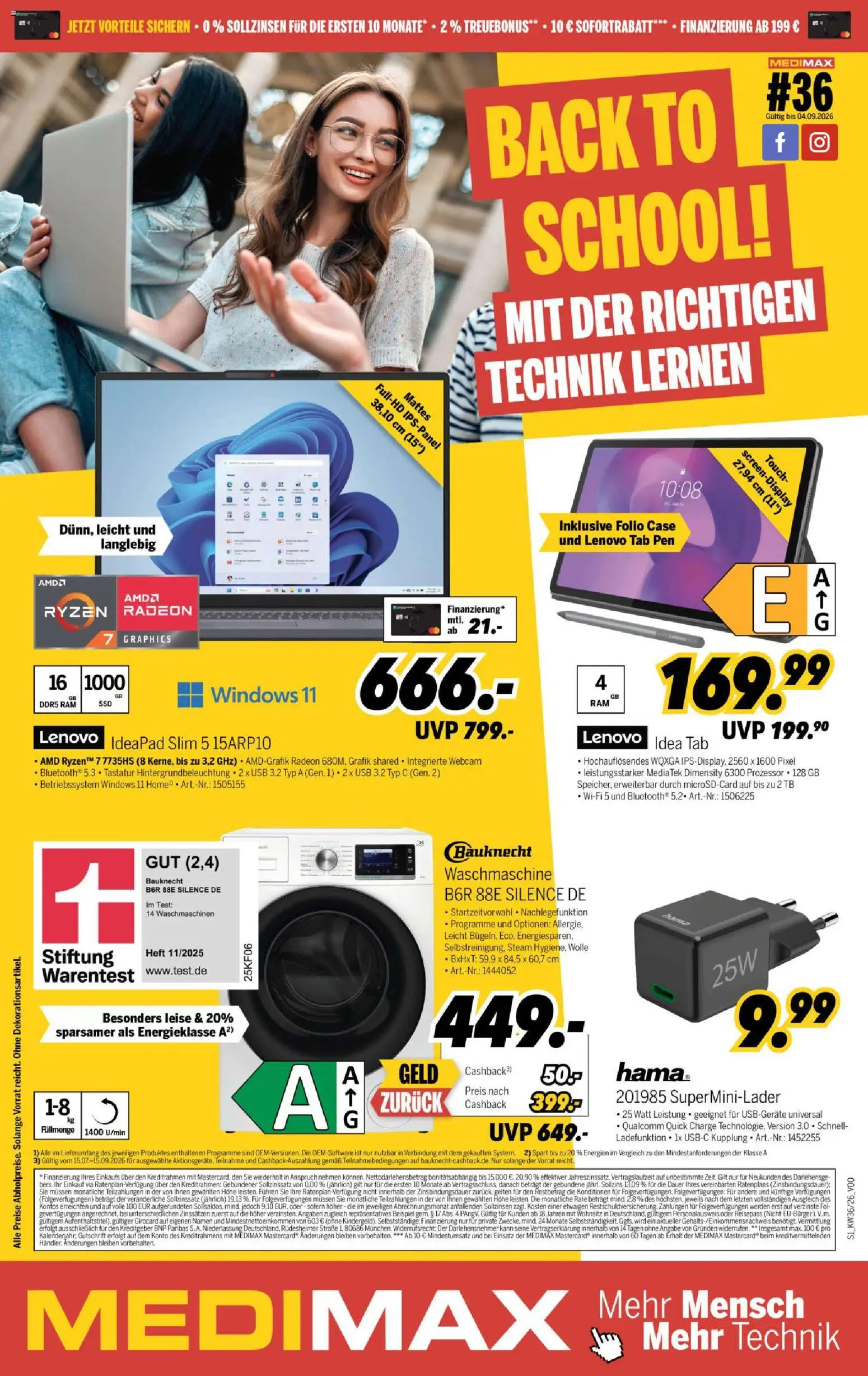 Vorschau von dem Prospekt des Geschäftes Medimax, gültig ab dem 29.08.2026 - Waschmaschine, Lenovo, Tastatur, USB