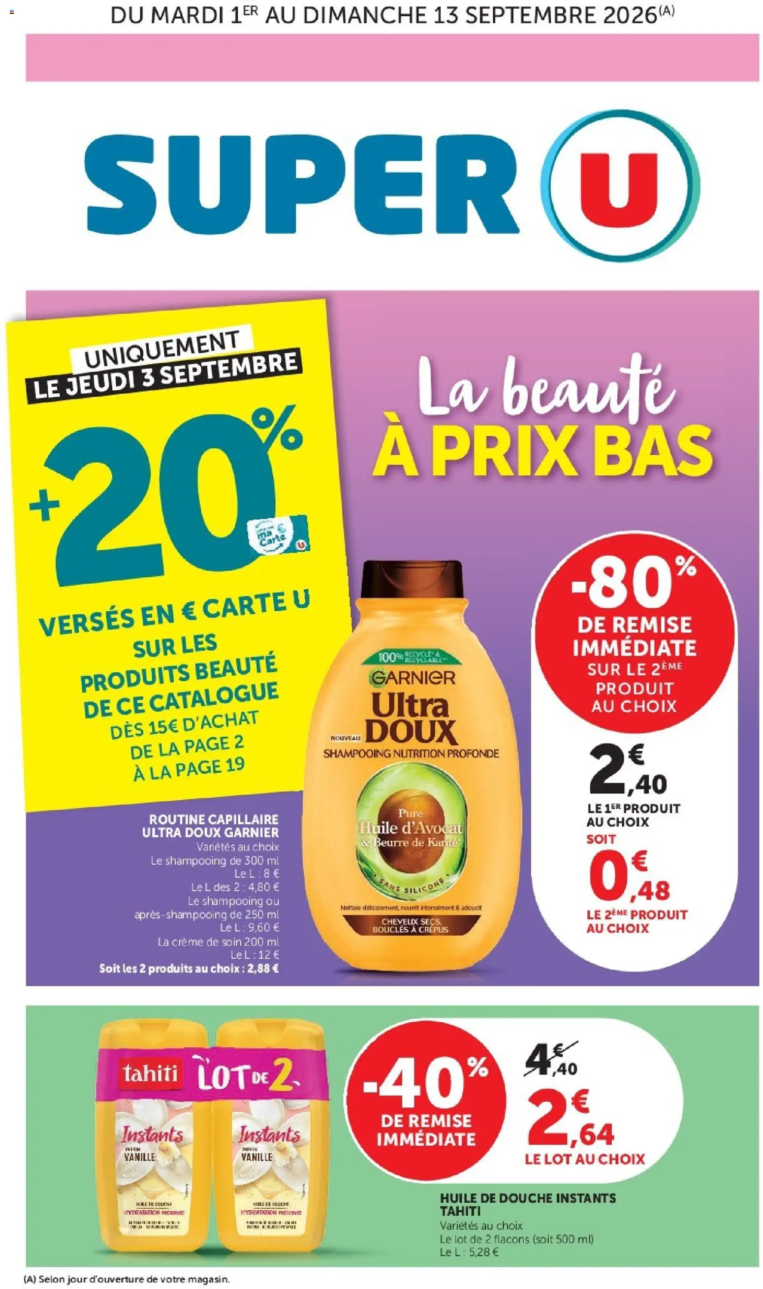 Prévisualisation de Super U - Les prix bas de la semaine du magasin Super U formulaire valide 01/09/2026