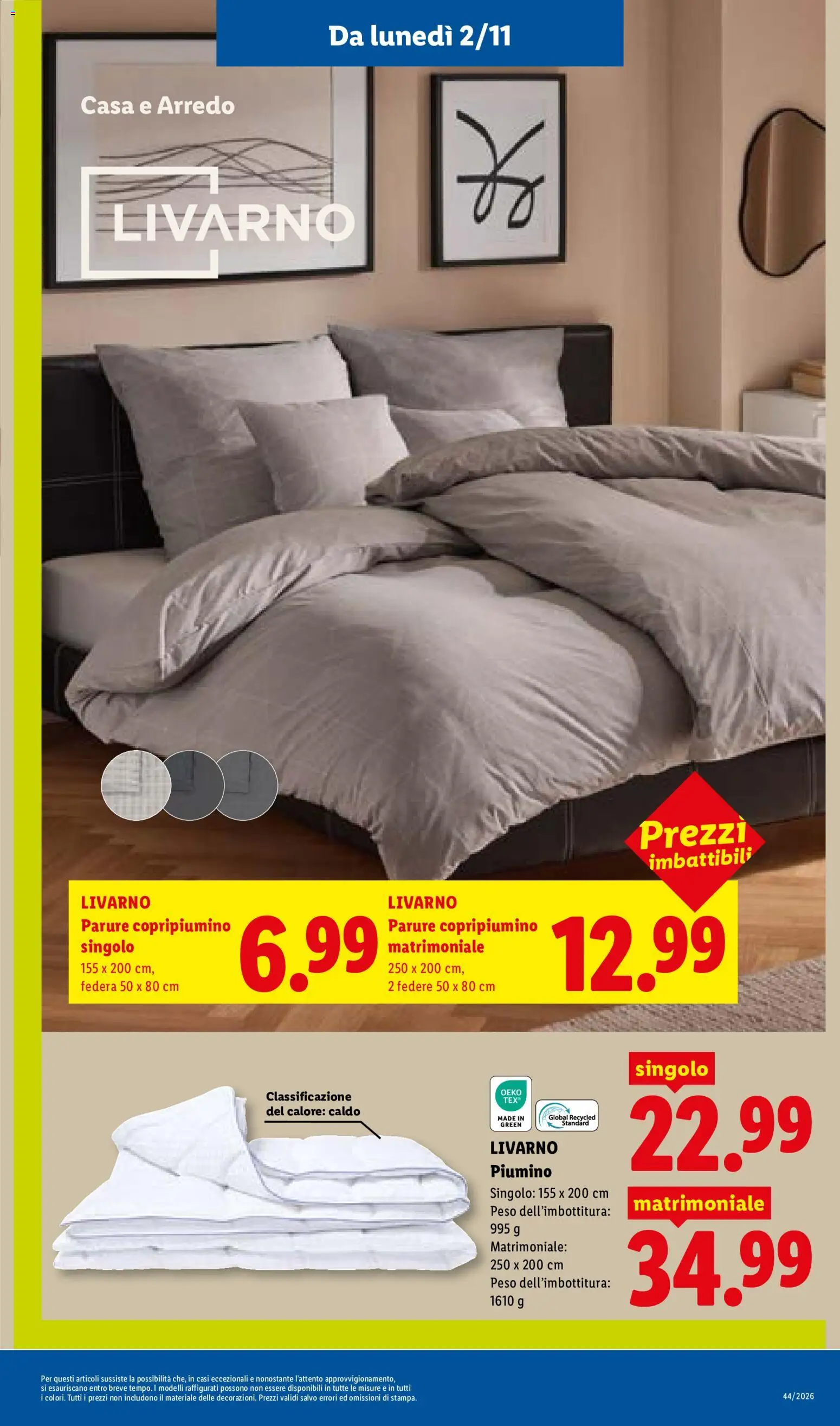 Anteprima dell'opuscolo Lidl volantino Roma dal negozio Lidl valido da 29/10/2026 - Copripiumino, Federa