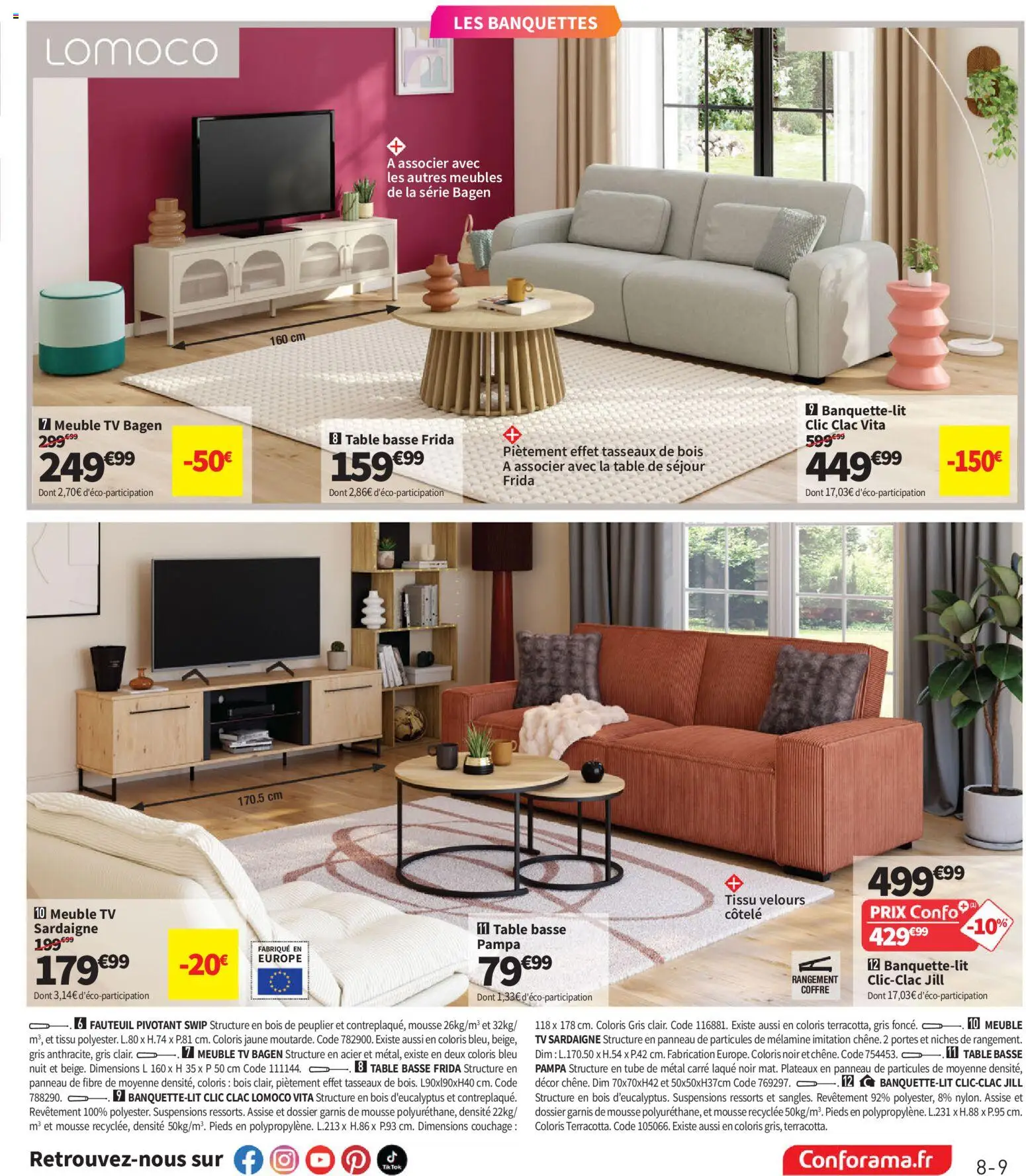Prévisualisation de Conforama catalogue du magasin Conforama formulaire valide 25/08/2026 - Table basse, Meuble TV, Fauteuil, Meuble, Table, Mousse, Laque, Portes