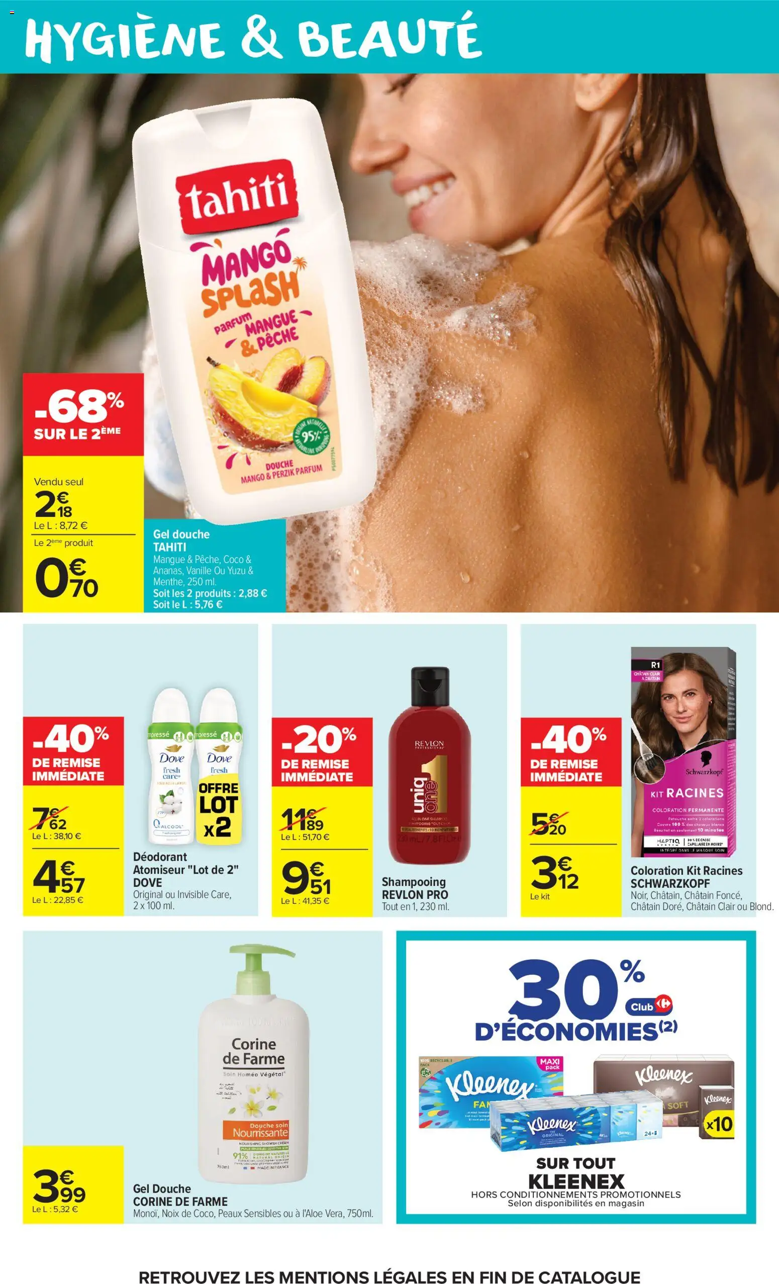 Prévisualisation de Carrefour Market catalogue du magasin Carrefour Market formulaire valide 27/10/2026 - Parfum, Pêche, Gel douche, Noix, Shampooing, Schwarzkopf, Déodorant, Corine de Farme