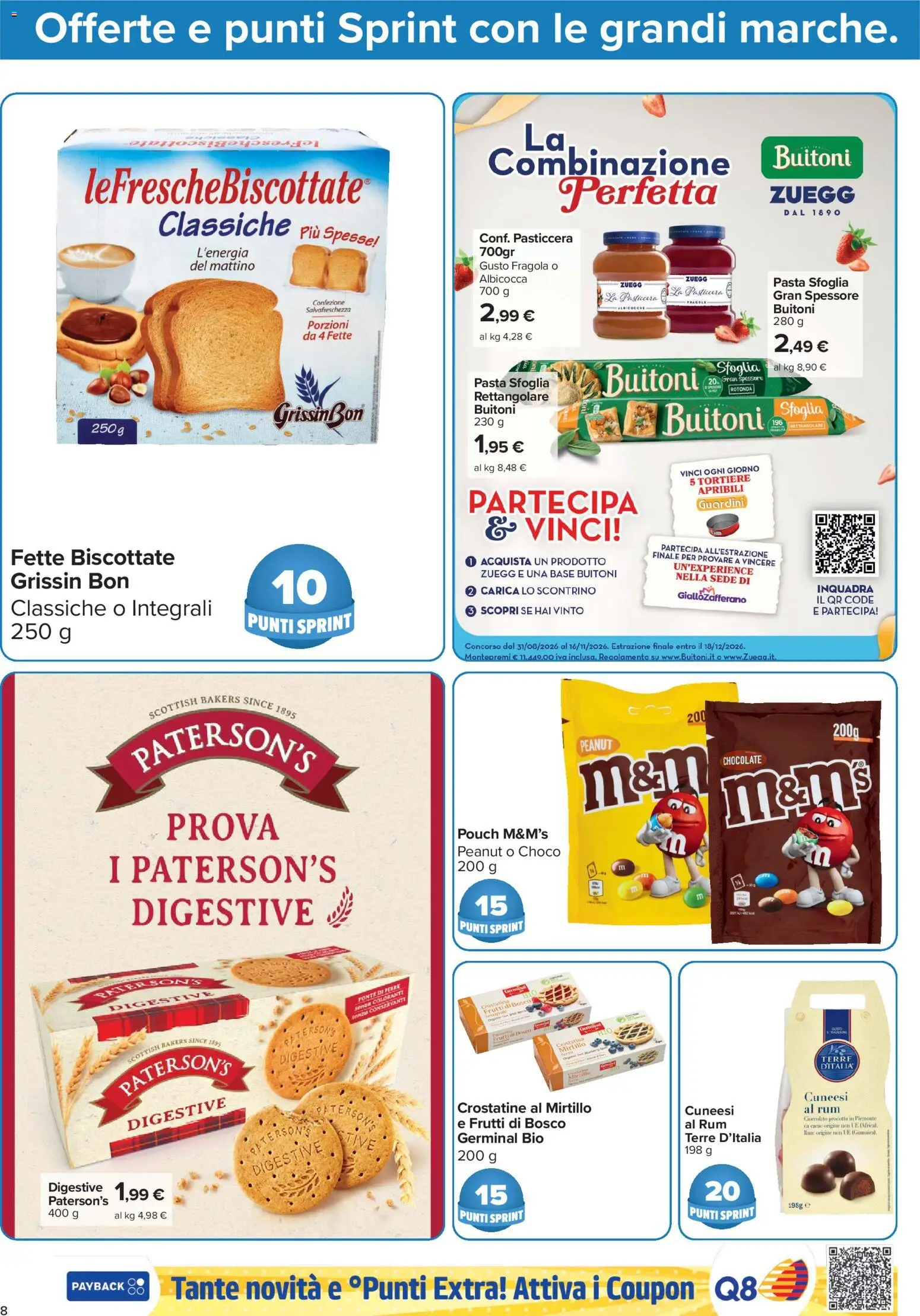 Anteprima dell'opuscolo Carrefour volantino Market - Punti Sprint Payback dal negozio Carrefour valido da 23/10/2026 - Pasta, Cioccolato, Pasta sfoglia, Rum, Albicocche, Frutti di bosco, Fragole, Crostatine
