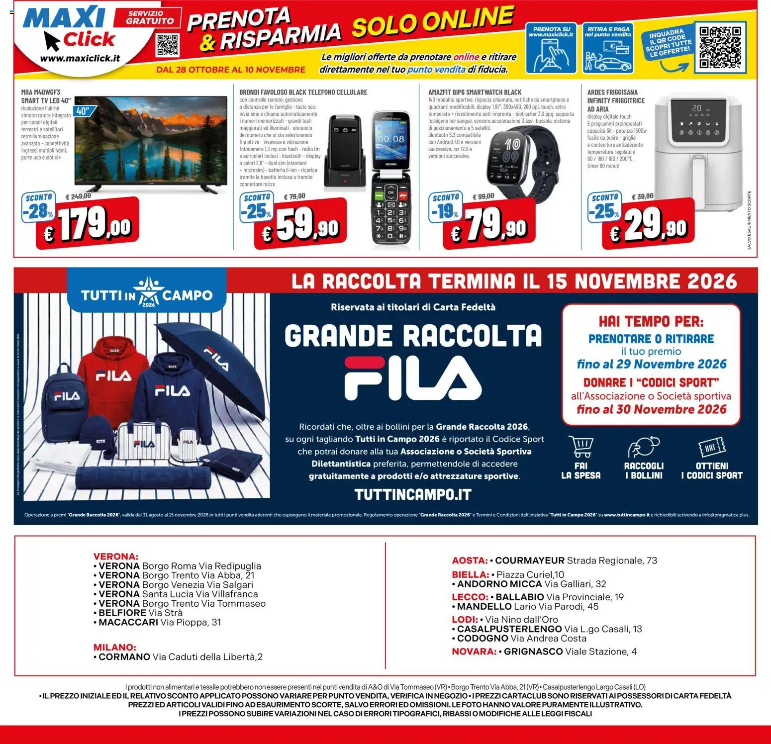 Anteprima dell'opuscolo A&O volantino dal negozio A&O valido da 28/10/2026 - Smartphone, Smartwatch, smart TV, Fotocamera, Telefono cellulare, Griglia, USB, Friggitrice