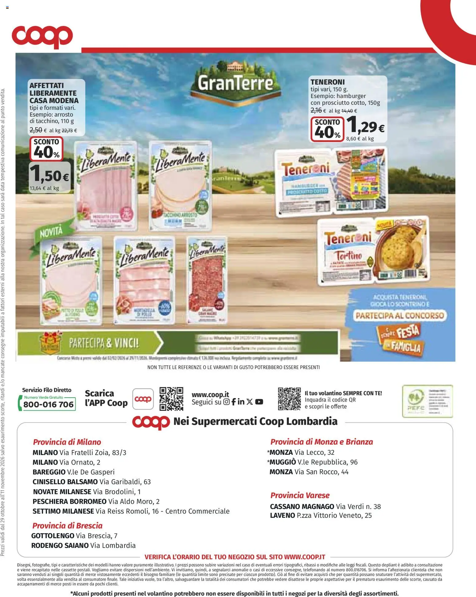 Anteprima dell'opuscolo COOP volantino dal negozio COOP valido da 29/10/2026 - Hamburger, Prosciutto, Arrosto, Data, Tè, Balsamo