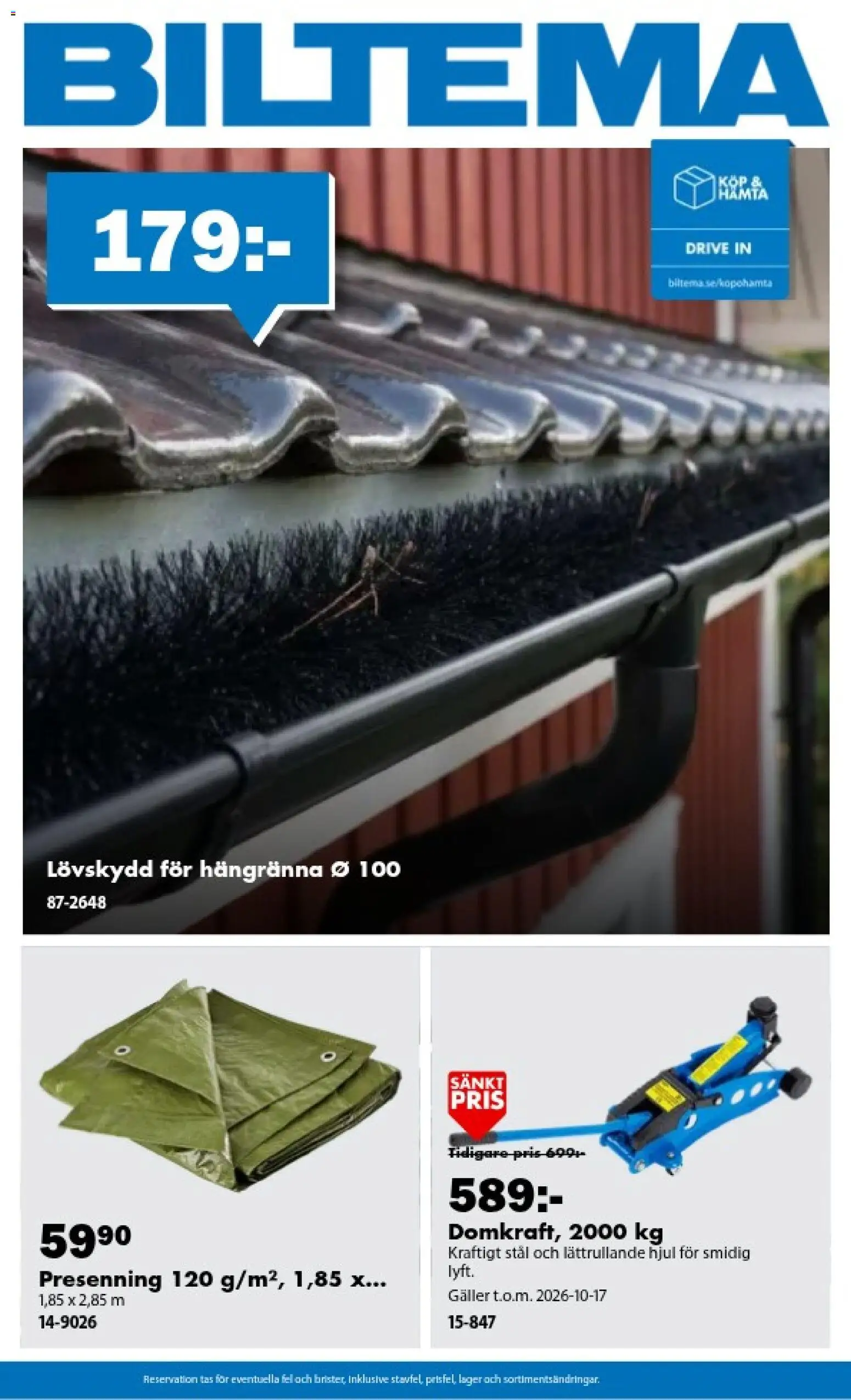 Förhandsgranska reklamblad Biltema erbjudanden härliga oktober från butik Biltema gäller från 25/09/2026