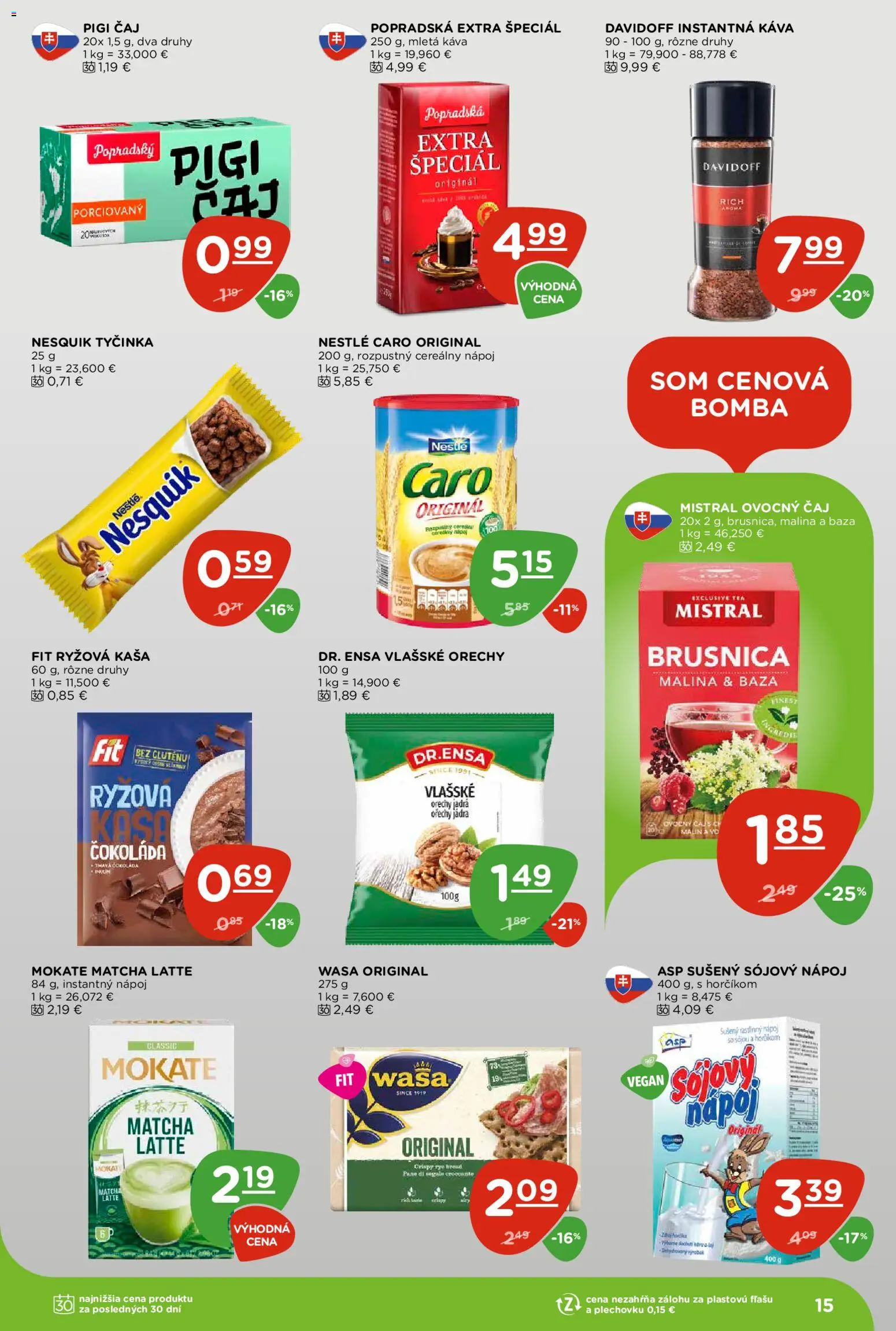 Náhľad Terno letáku platného od 15.10.2026 - Matcha, Čokoláda, Čaj, Orechy, Vlašské orechy, Caro, Davidoff, Kaša