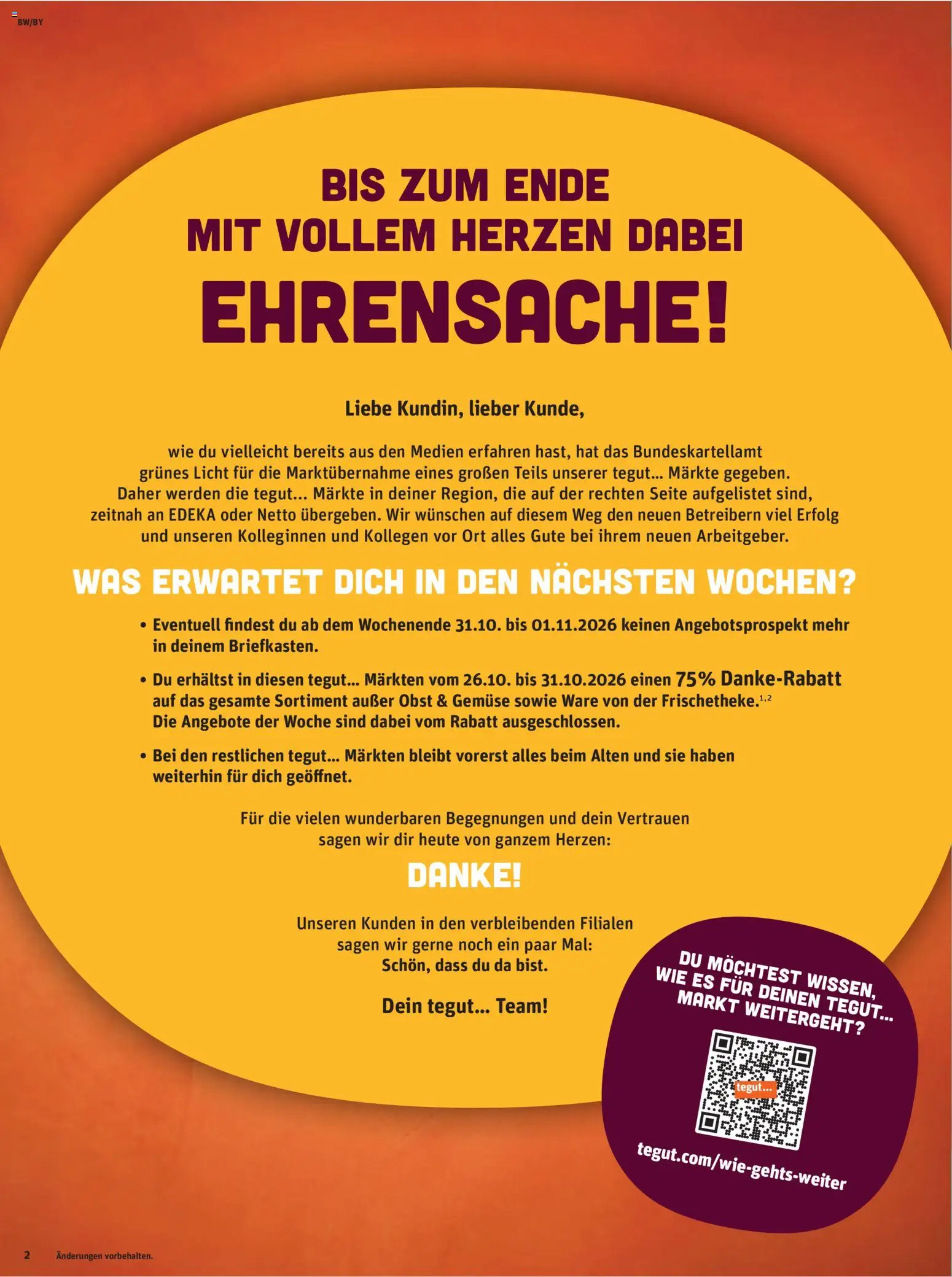 Vorschau von dem Prospekt des Geschäftes Tegut, gültig ab dem 26.10.2026