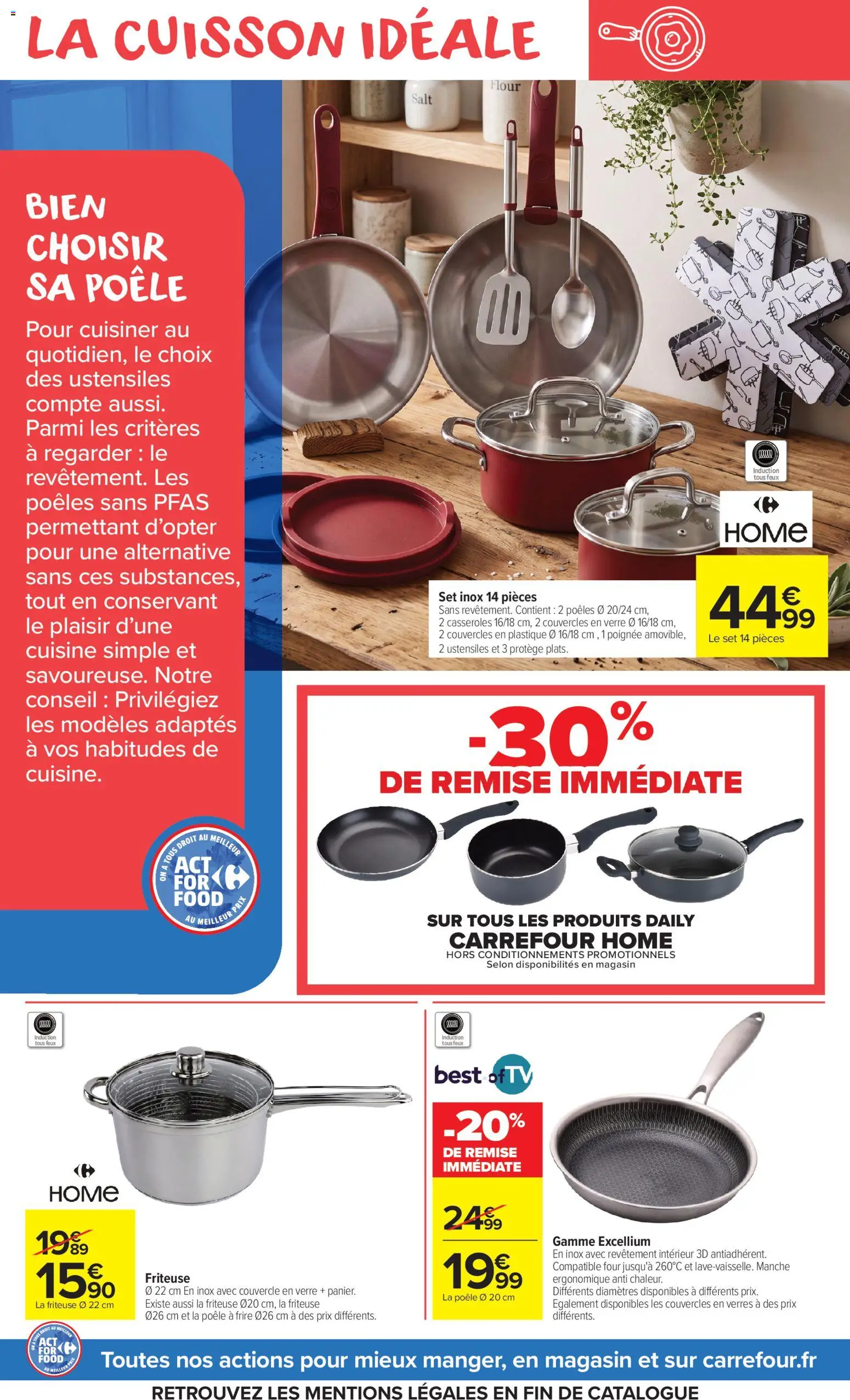 Prévisualisation de Carrefour Market Partageons le goût du mieux manger du magasin Carrefour Market formulaire valide 27/10/2026 - Four, Poêle, Friteuse, Casseroles, Verres, Couvercle