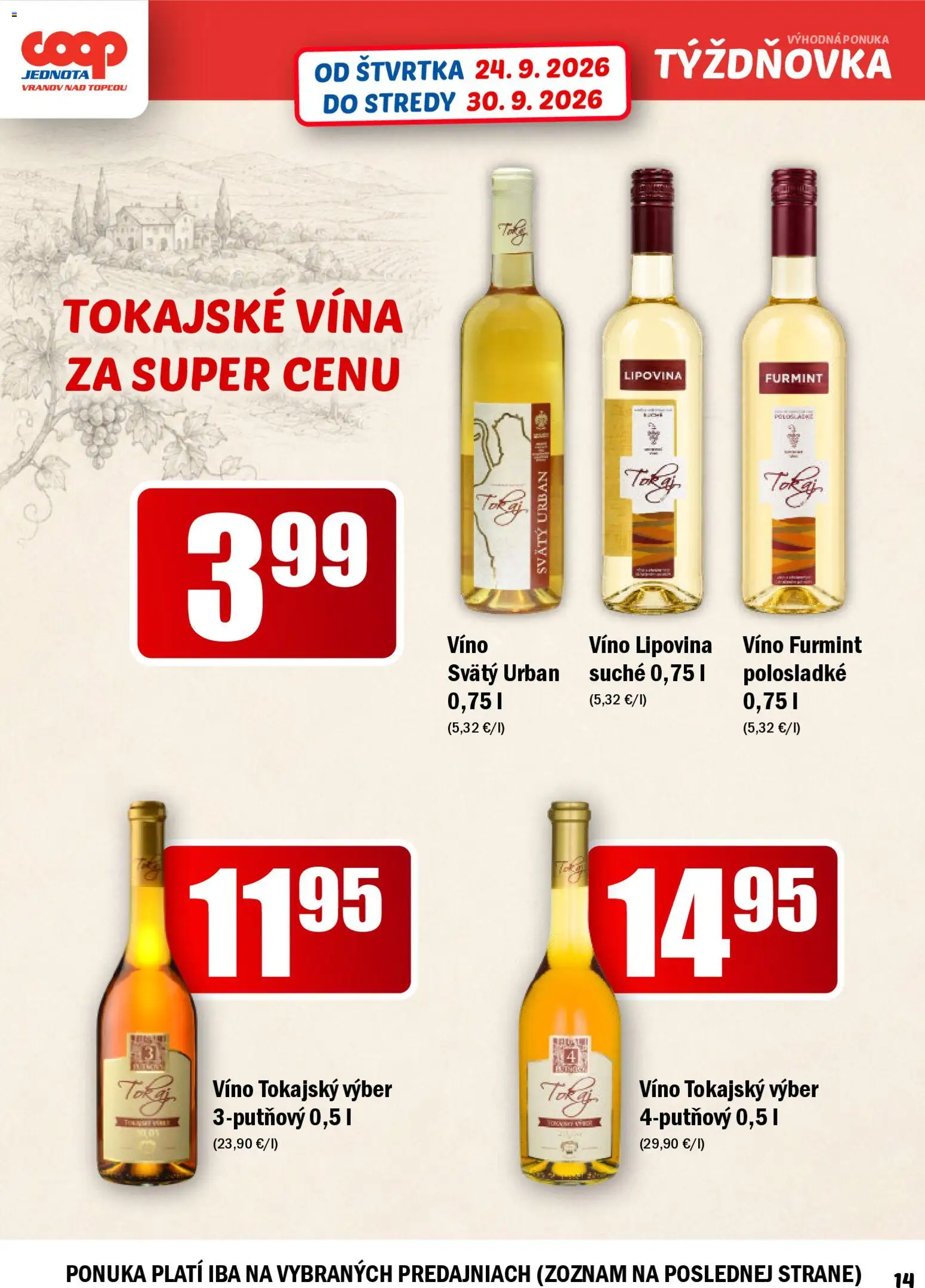 Náhľad COOP Jednota letáku platného od 24.09.2026 - Víno