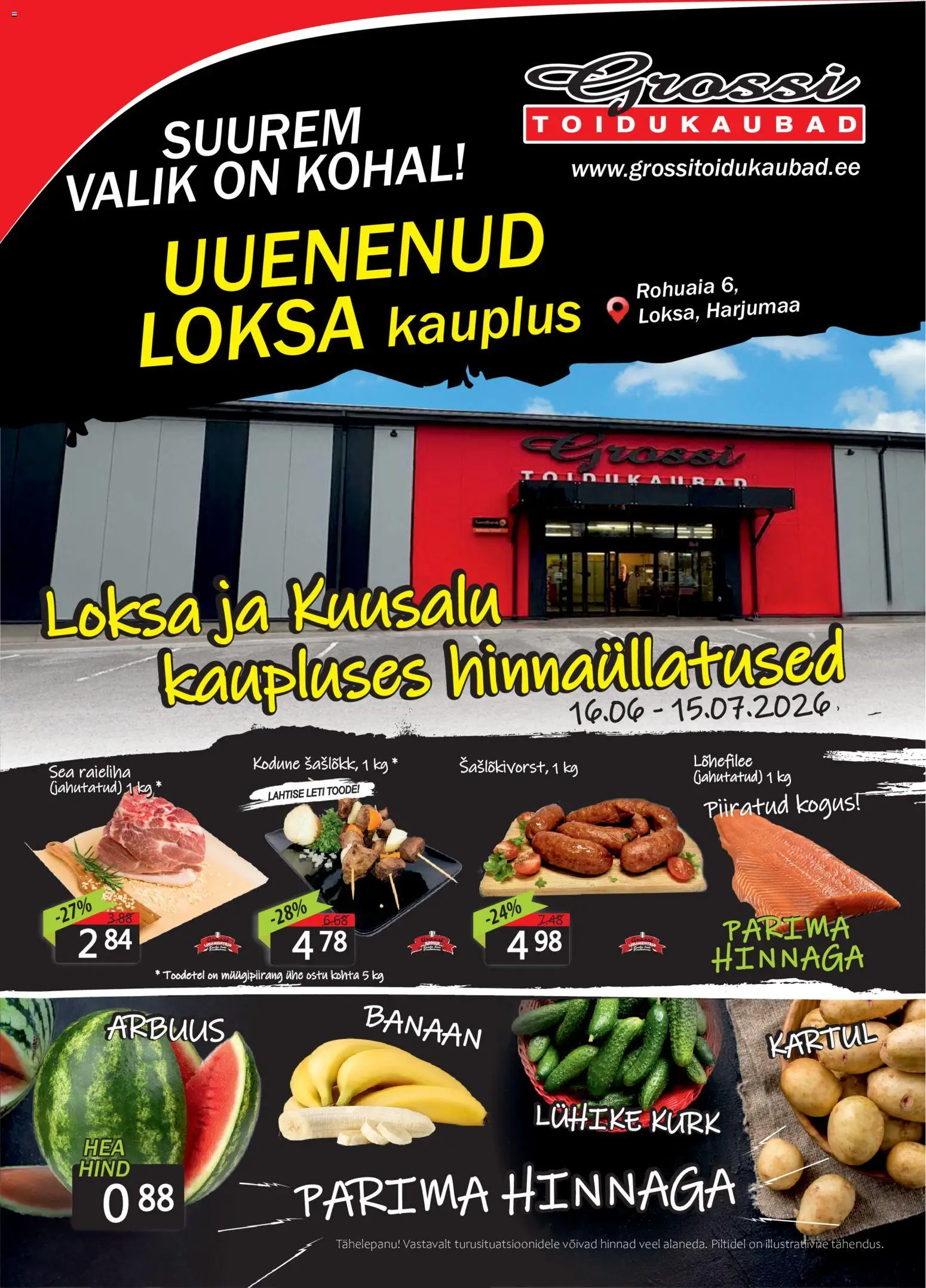 Grossi Toidukaubad kliendilehe eelvaade alates 16.06.2026