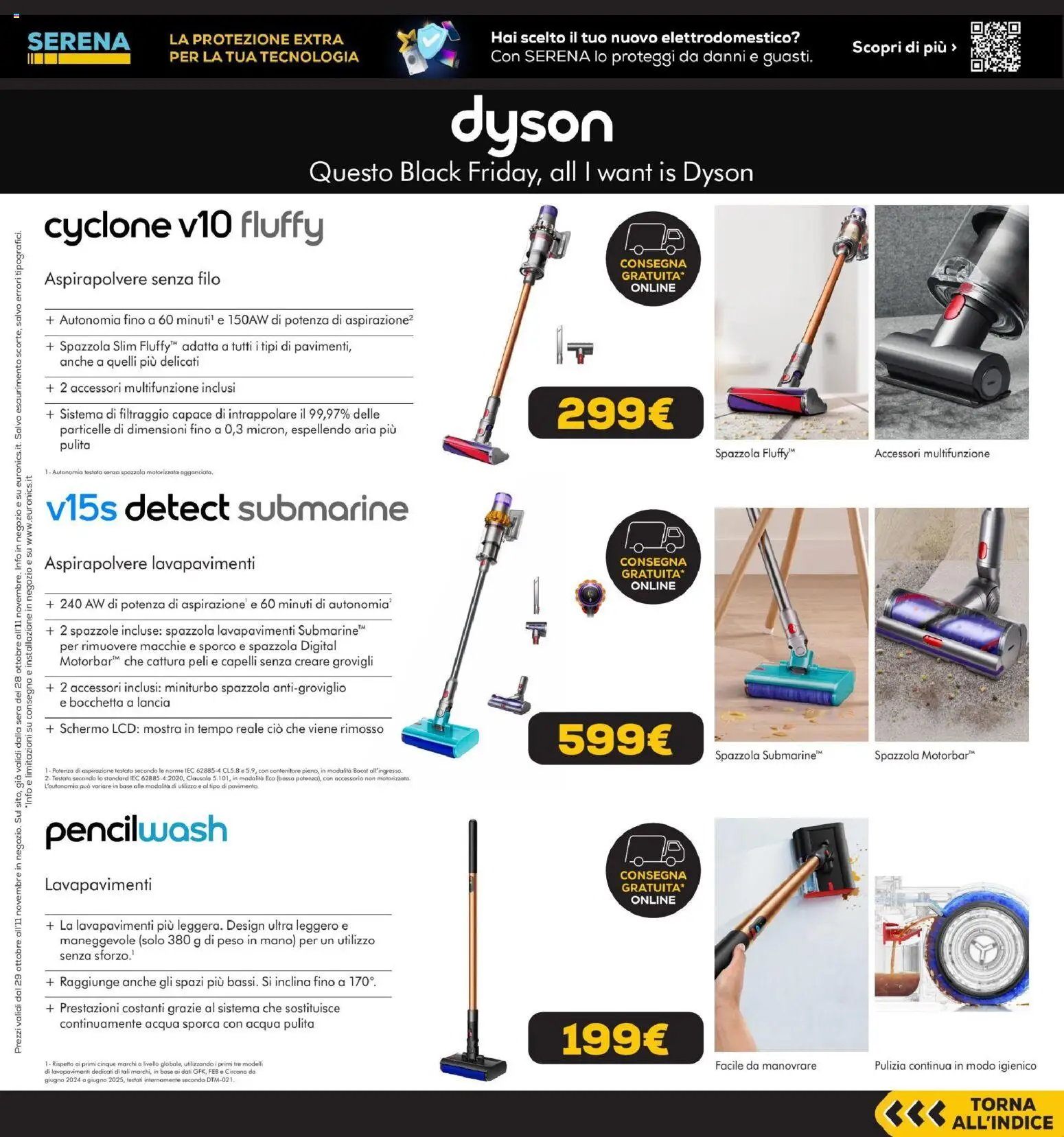 Anteprima dell'opuscolo Euronics Black Friday dal negozio Euronics valido da 29/10/2026 - Dyson, Acqua, Aspirapolvere, Spazzola, Schermo, Contenitore