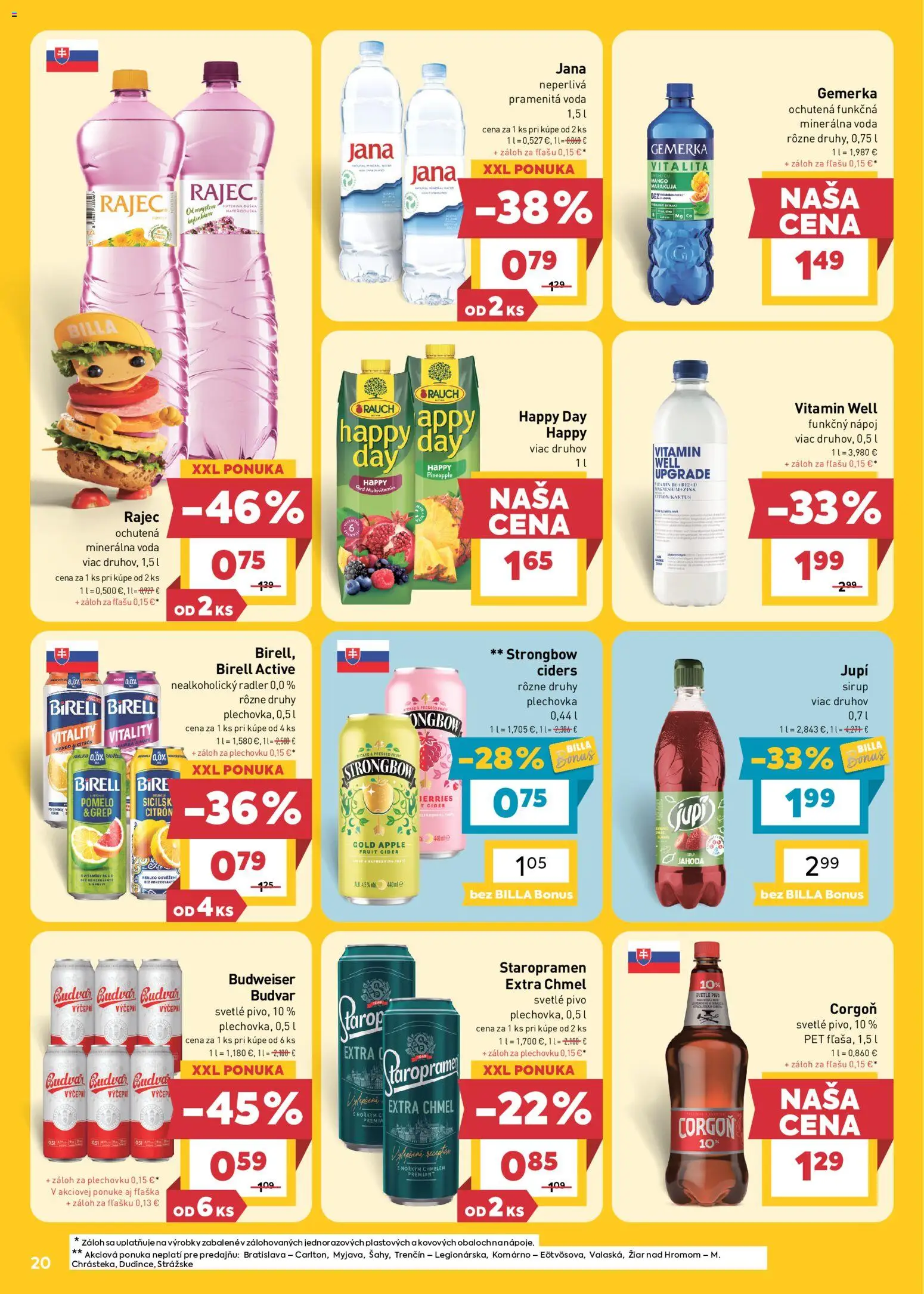Náhľad Billa letáku platného od 21.10.2026 - Mango, Pivo, Cider, Pomelo, Birell, Radler, Strongbow, Grep