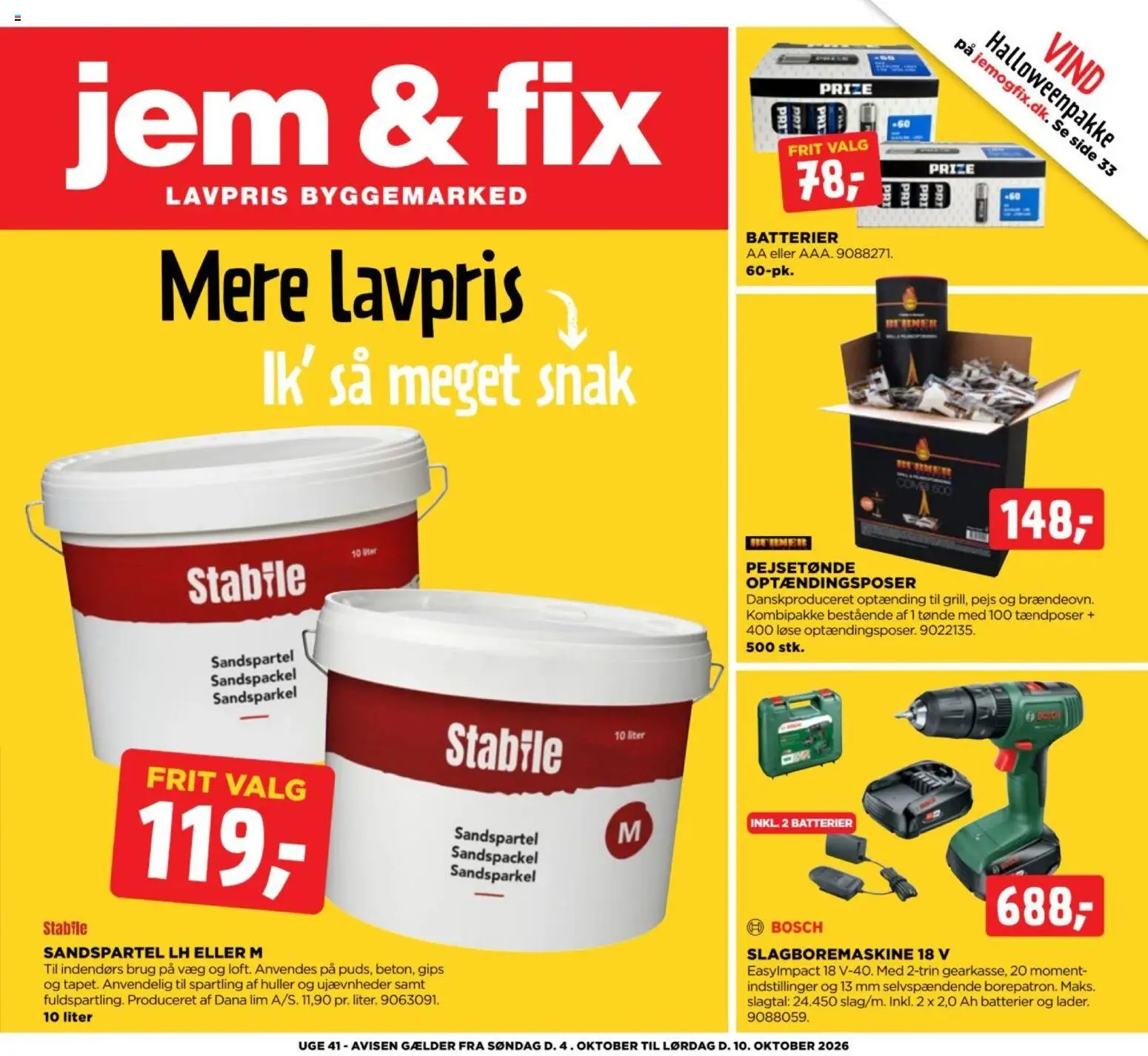 Eksempel på tilbudsavis Jem & fix - Tibudsavis uge 41 fra butik Jem & fix gyldig fra 04/10/2026 - Batterier
