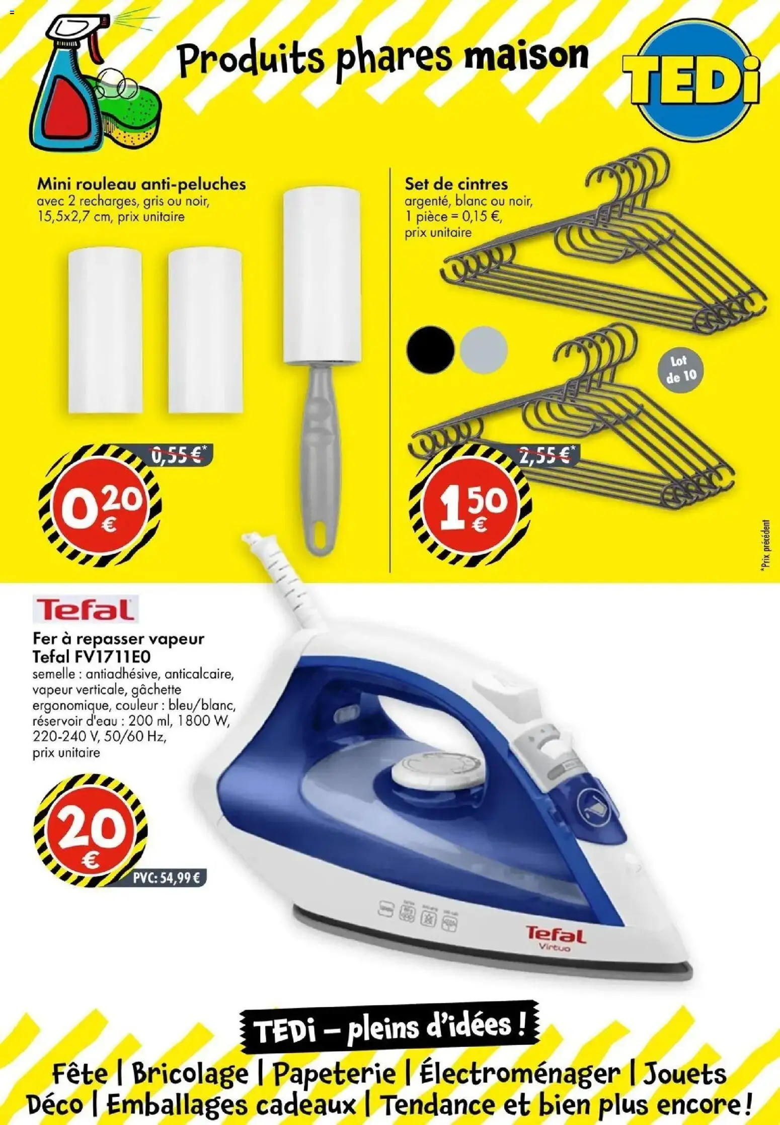 Prévisualisation de TEDi catalogue Pusey du magasin TEDi formulaire valide 21/10/2026 - Bricolage, Jouets, Tefal, Cintres, Fer à repasser, Rouleau, Réservoir d'eau