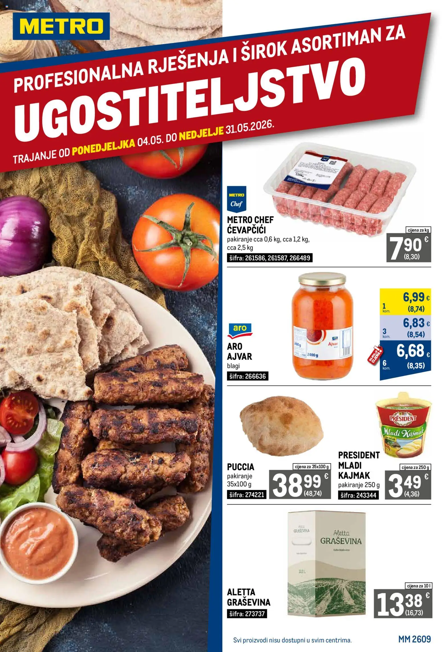 Pregled letka Metro Profesionalna rješenja za ugostiteljstvo trgovine Metro vrijedi od 04.05.2026