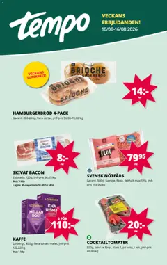 Förhandsgranska reklamblad Aktuella reklamblad Tempo från butik Tempo gäller från 10/08/2026