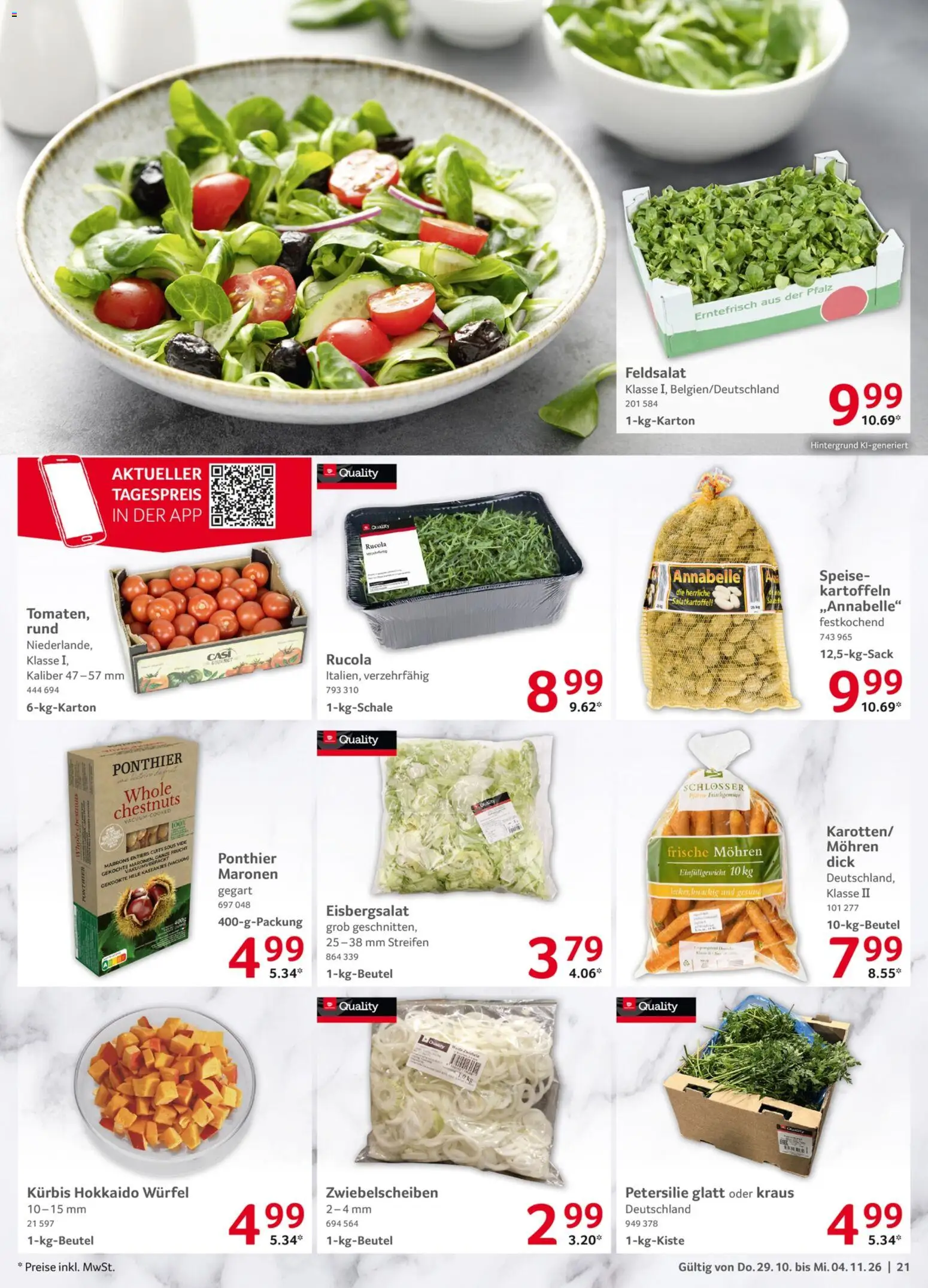 Vorschau von dem Prospekt des Geschäftes Selgros, gültig ab dem 29.10.2026 - Rucola, Kürbis, Petersilie, Eisbergsalat, Kartoffeln, Mohren