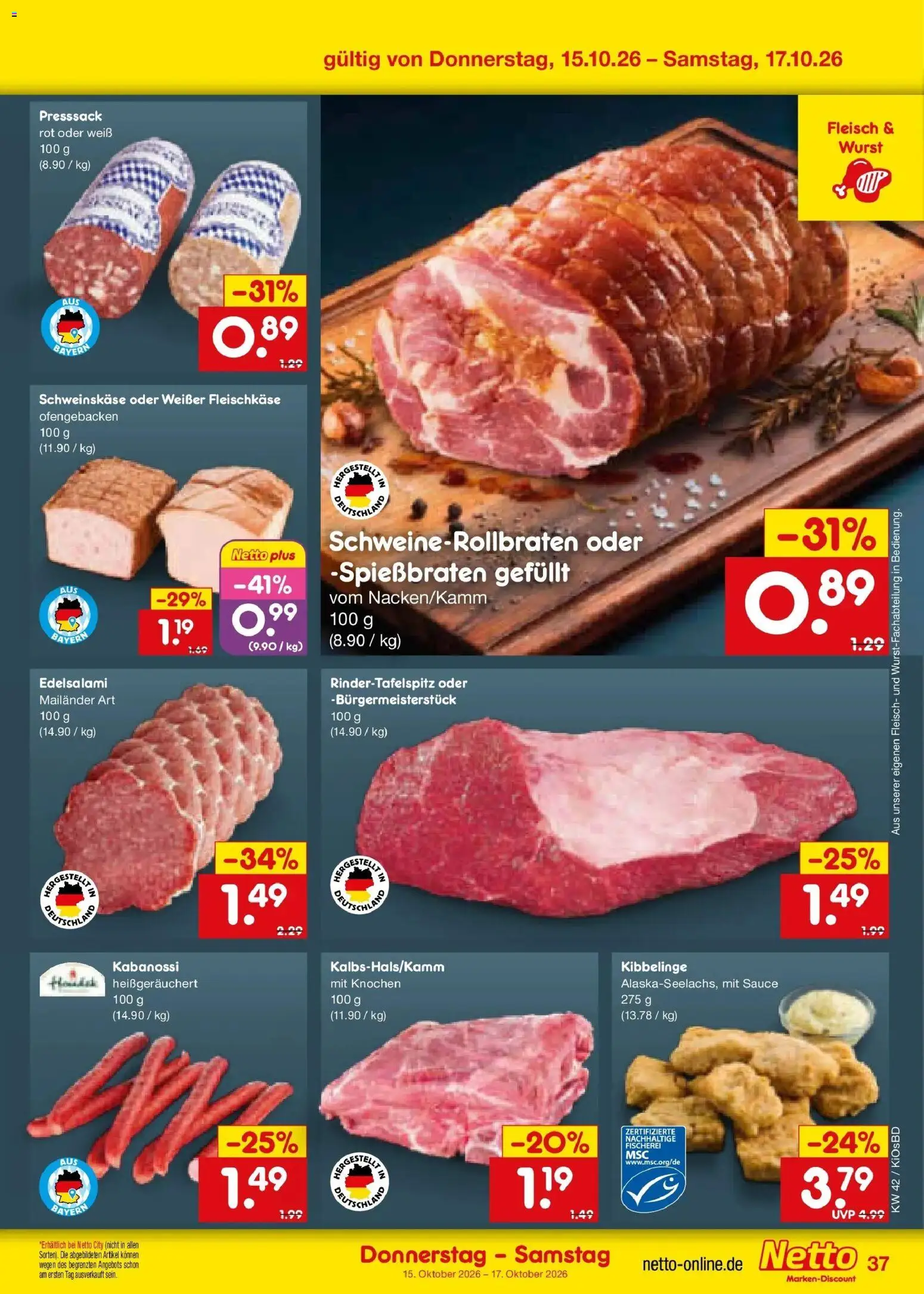 Vorschau von dem Prospekt des Geschäftes Netto Marken-Discount, gültig ab dem 12.10.2026 - Wurst, Fleisch