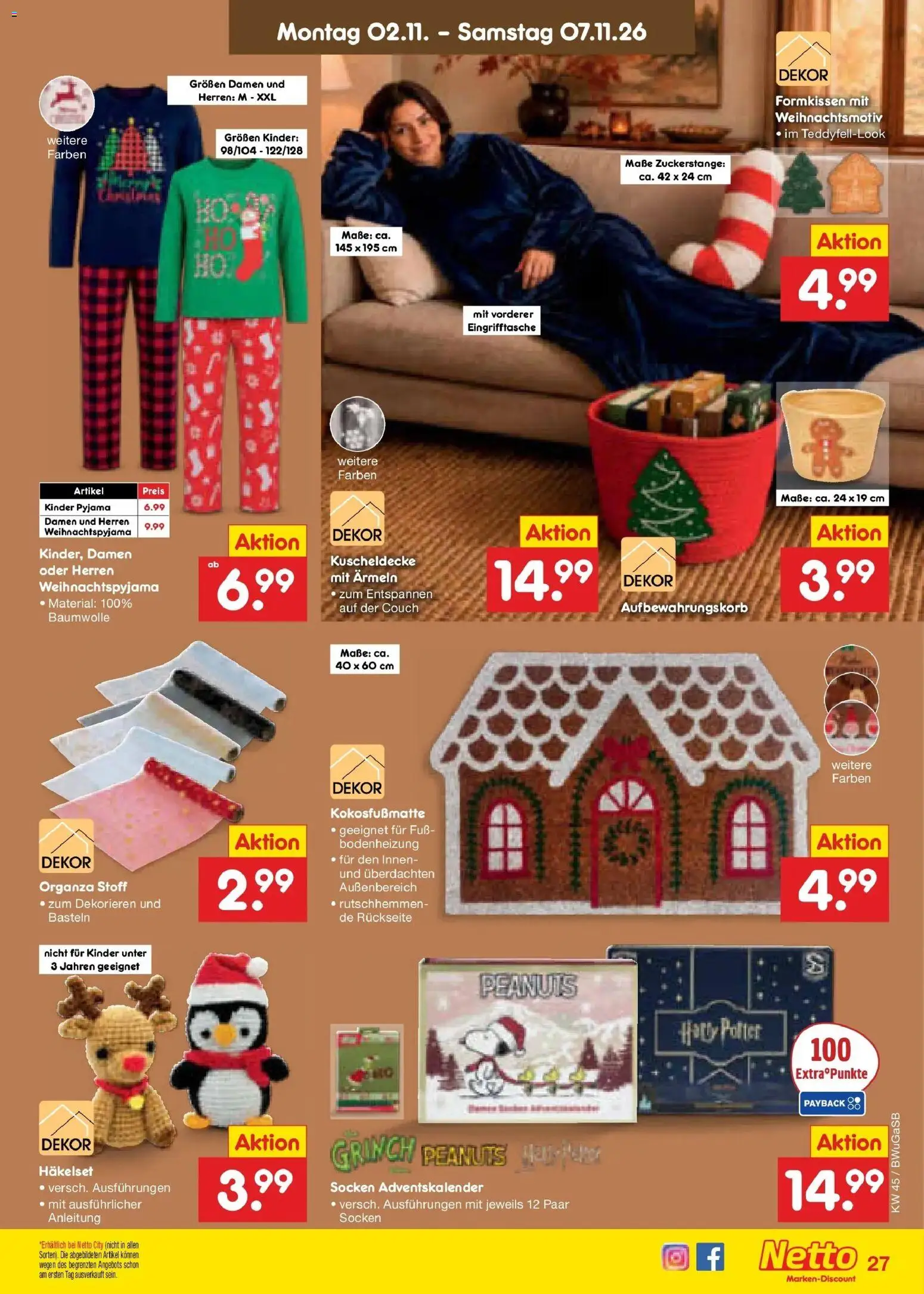 Vorschau von dem Prospekt des Geschäftes Netto Marken-Discount, gültig ab dem 02.11.2026 - Couch, Pyjama, Socken