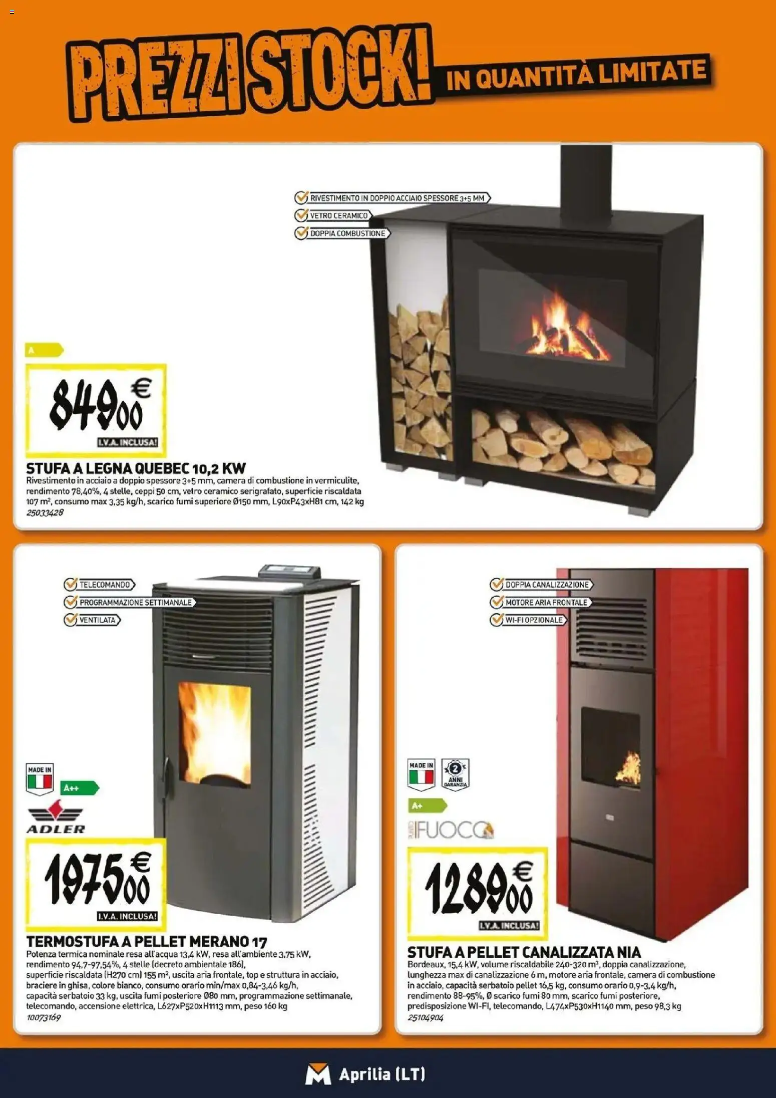Anteprima dell'opuscolo TECNOMAT catalogo Aprilia dal negozio TECNOMAT valido da 27/08/2026 - Stufa a pellet, Stufa a legna, Pellet, Top, Telecomando, Stufa