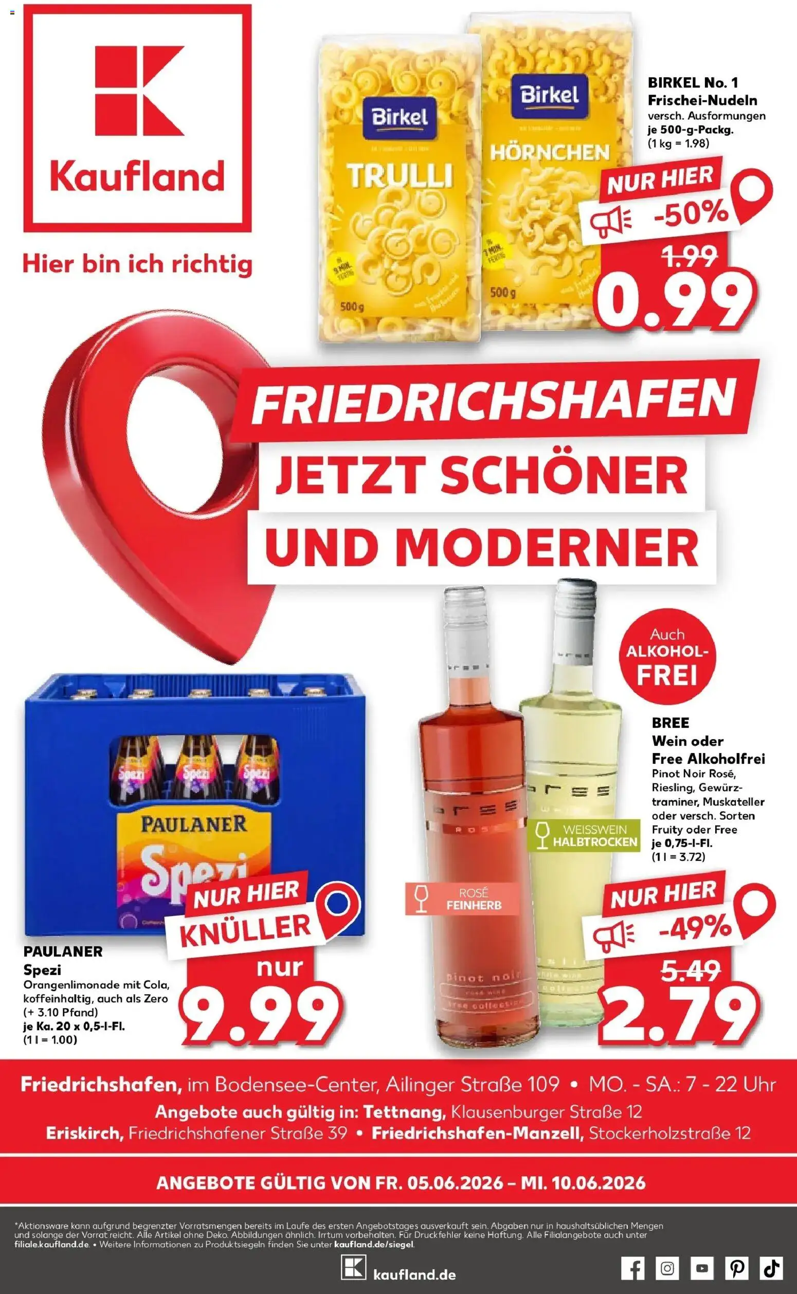 Vorschau von dem Prospekt des Geschäftes Kaufland, gültig ab dem 04.06.2026 - Uhr, Wein, Cola, Alkohol, Paulaner spezi, Paulaner, Weißwein, Bree