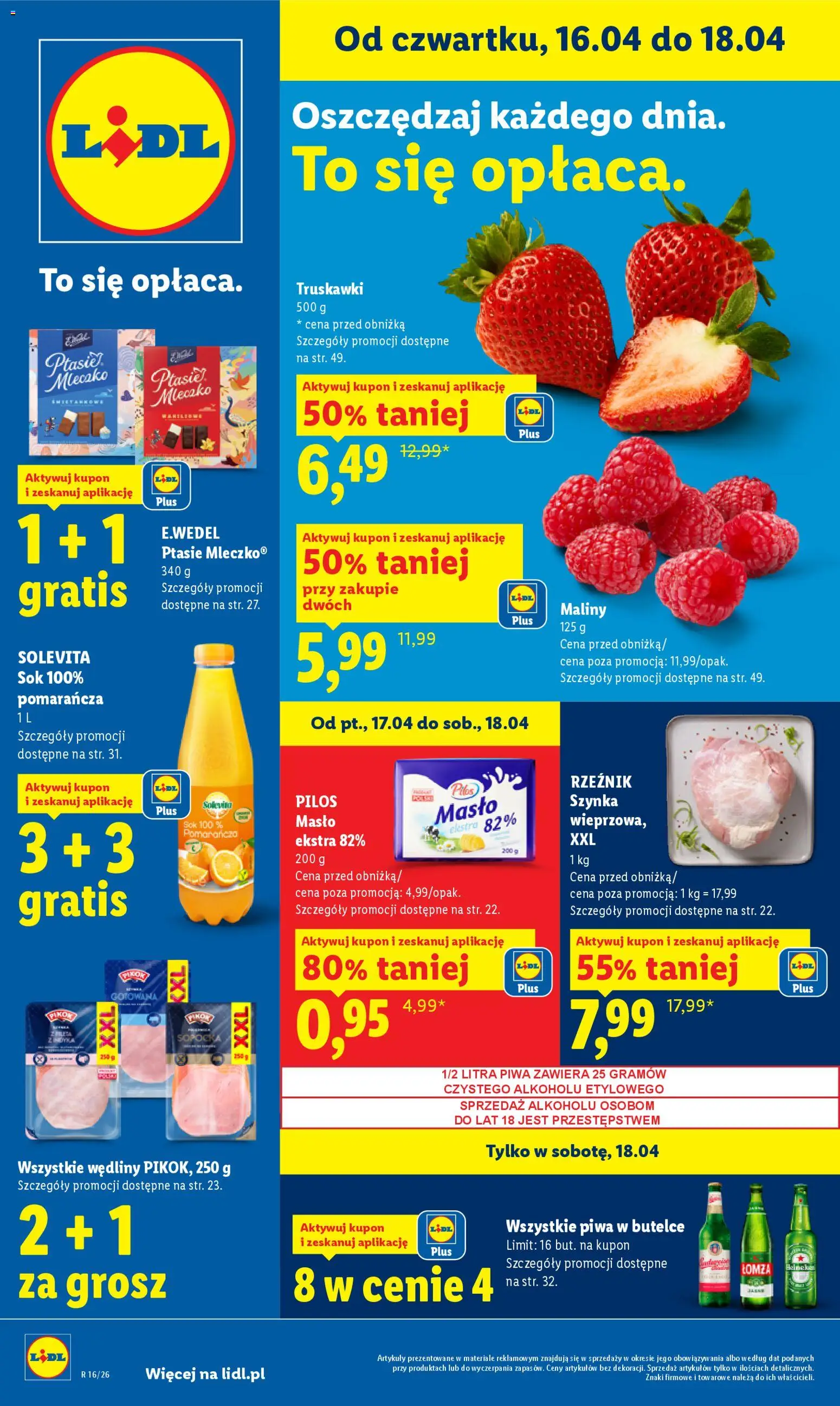 Náhled nabídky: Lidl Polsko Lidl Polsko leták platný od 16.04.2026 - Máslo, Maliny, Solevita