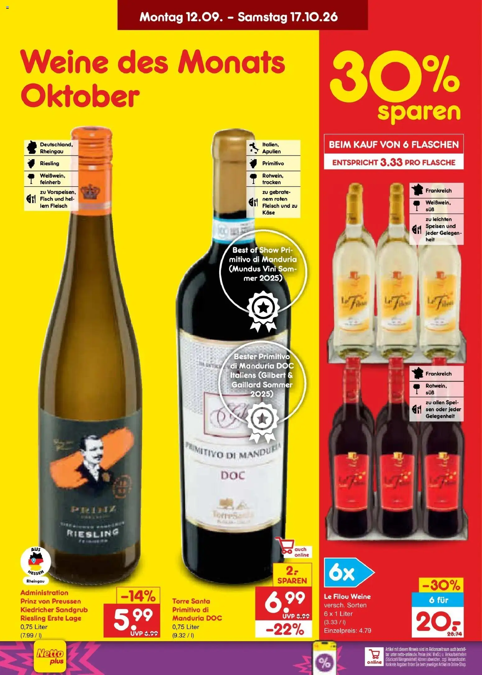 Vorschau von dem Prospekt des Geschäftes Netto Marken-Discount, gültig ab dem 12.10.2026 - Käse, Fisch, Fleisch, Le filou