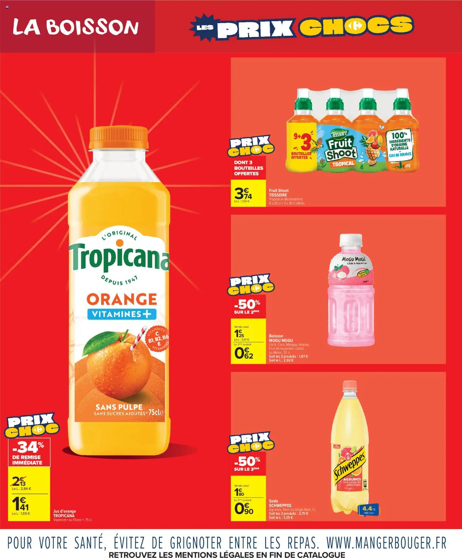 Prévisualisation de Carrefour Market Les prix chocs du magasin Carrefour Market formulaire valide 27/10/2026 - Cassis, Soda, Mogu Mogu, Agrumes, Tonic, Ingrédients, Eau de source, Jus d'orange