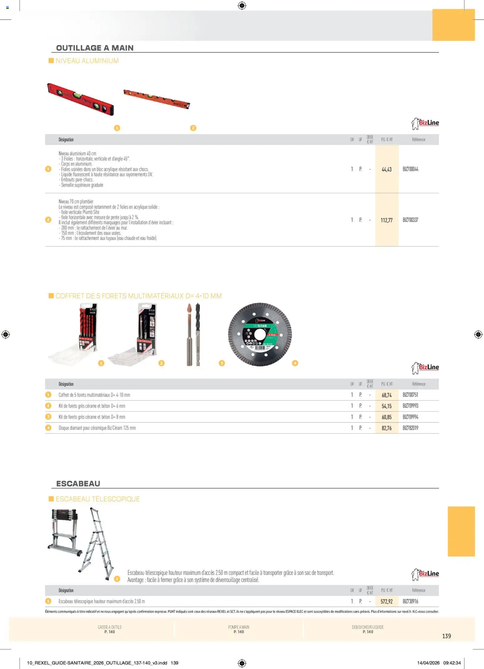 Prévisualisation de Rexel - Brochure Sanitaire du magasin Rexel formulaire valide 20/04/2026 - Sac, Escabeau, Outils, Déboucheur