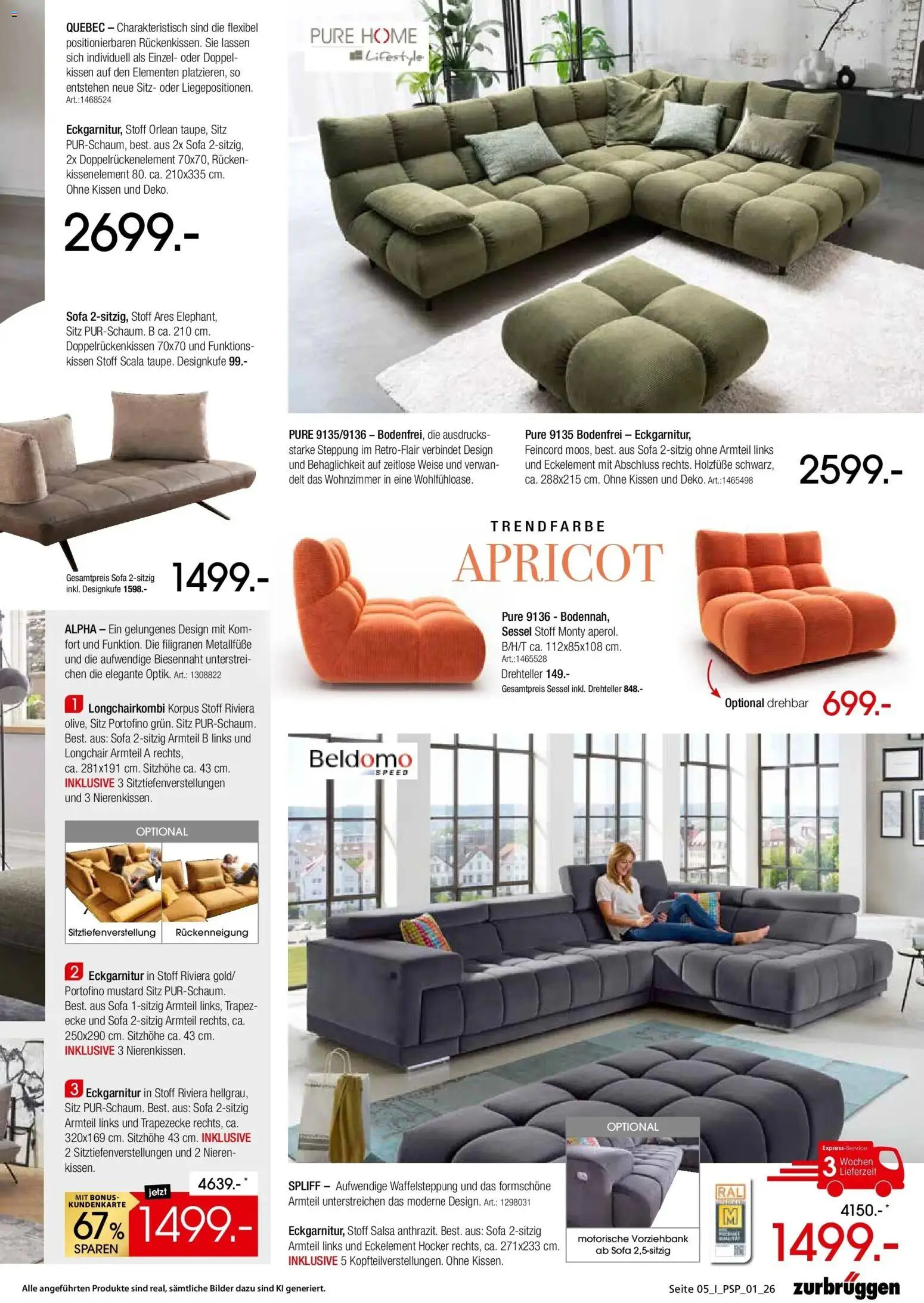 Vorschau von dem Prospekt des Geschäftes Zurbrüggen, gültig ab dem 26.10.2026 - Bilder, Sofa, Aperol, Sessel, Kissen, Hocker