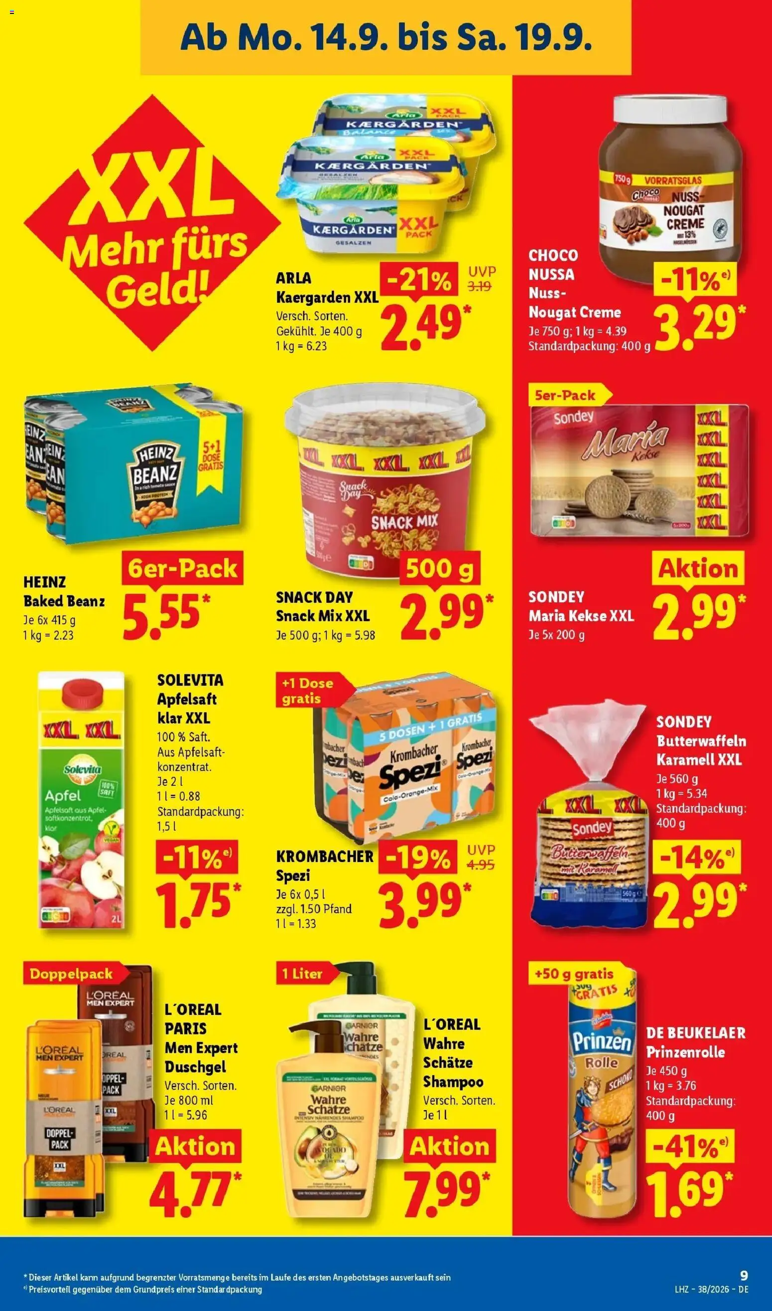 Vorschau von dem Prospekt des Geschäftes Lidl, gültig ab dem 14.09.2026 - Apple, Butter, Äpfel, Krombacher, Shampoo, Creme, Duschgel, Shower Gel