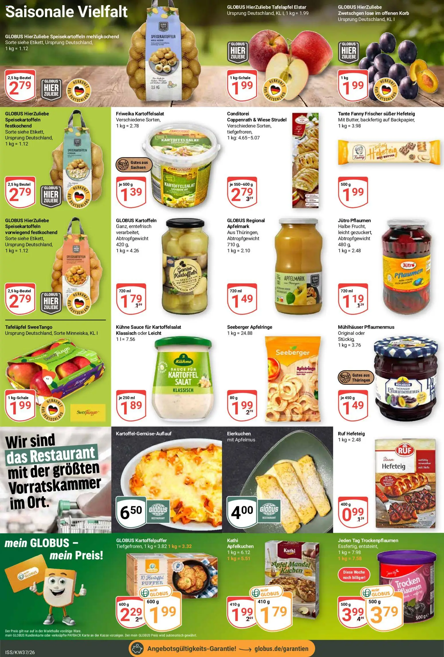 Vorschau von dem Prospekt des Geschäftes Globus, gültig ab dem 07.09.2026 - Kuchen, Äpfel, Salat, Pflaumen, Korb, Zwetschgen, Kartoffeln, Apfelmus
