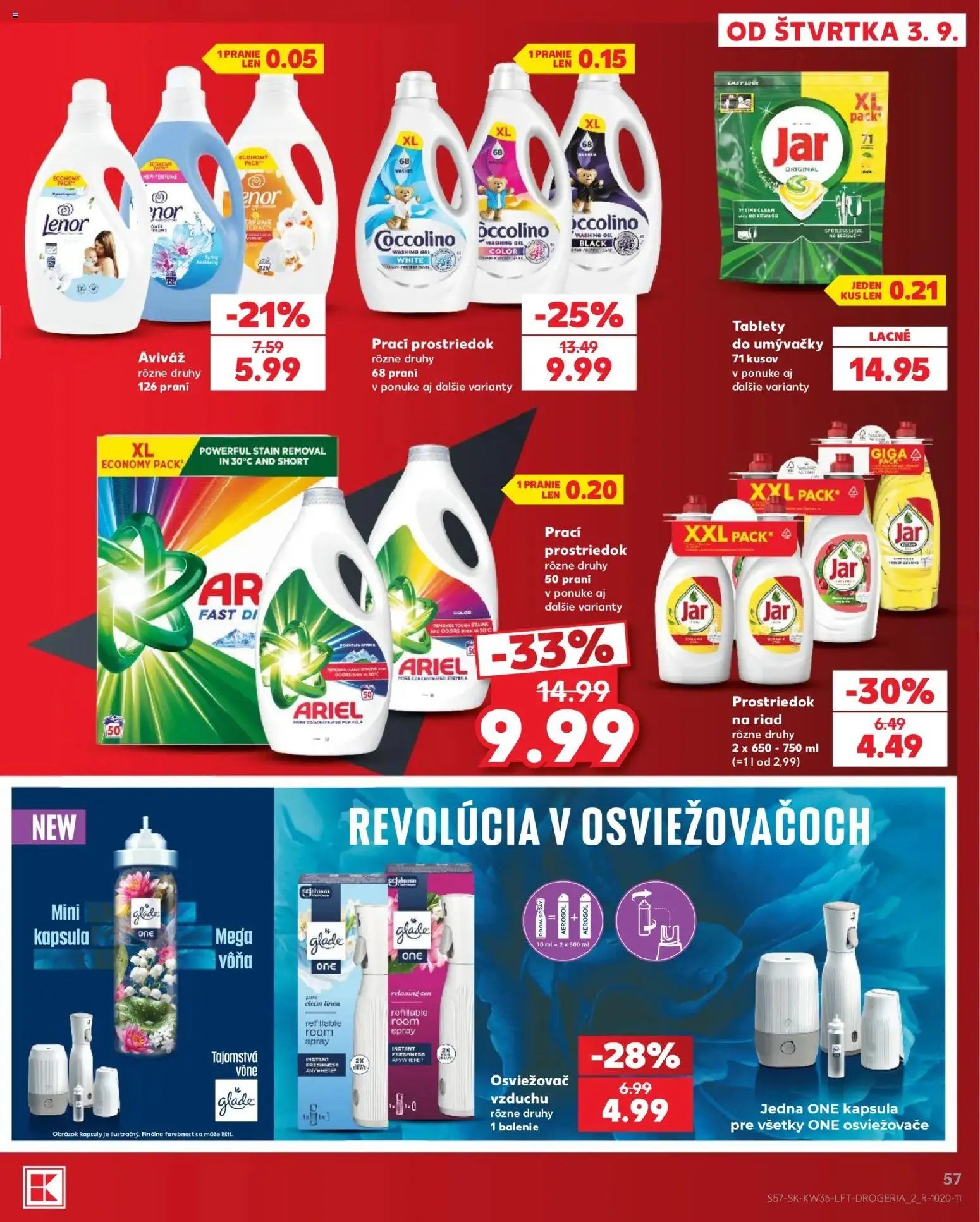 Náhľad Kaufland letáku platného od 03.09.2026 - Ariel, Lenor, Riad, Aviváž