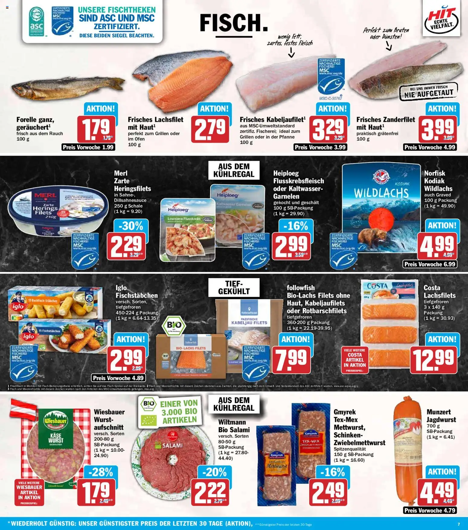 Vorschau von dem Prospekt des Geschäftes HIT, gültig ab dem 19.10.2026 - Fisch, Garnelen, Lachs, Ofen, Salami, Schinken, Meeresfrüchte, Fischstabchen
