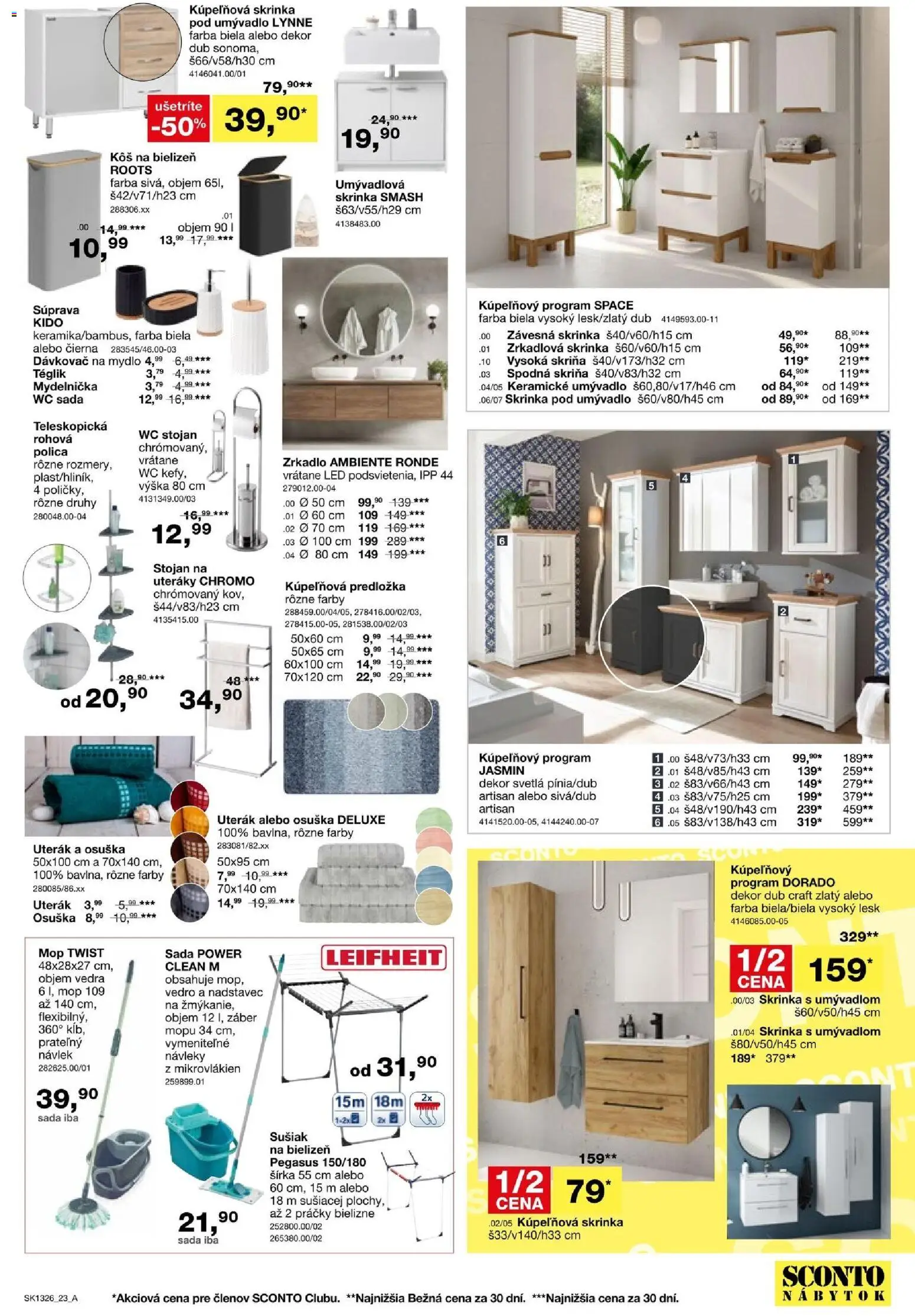 Náhľad Sconto nábytok letáku platného od 14.10.2026 - Mop, Umývadlo, Polica, Led, Skriňa, Skrinka pod umývadlo, Mydlo, Stojan na uteráky