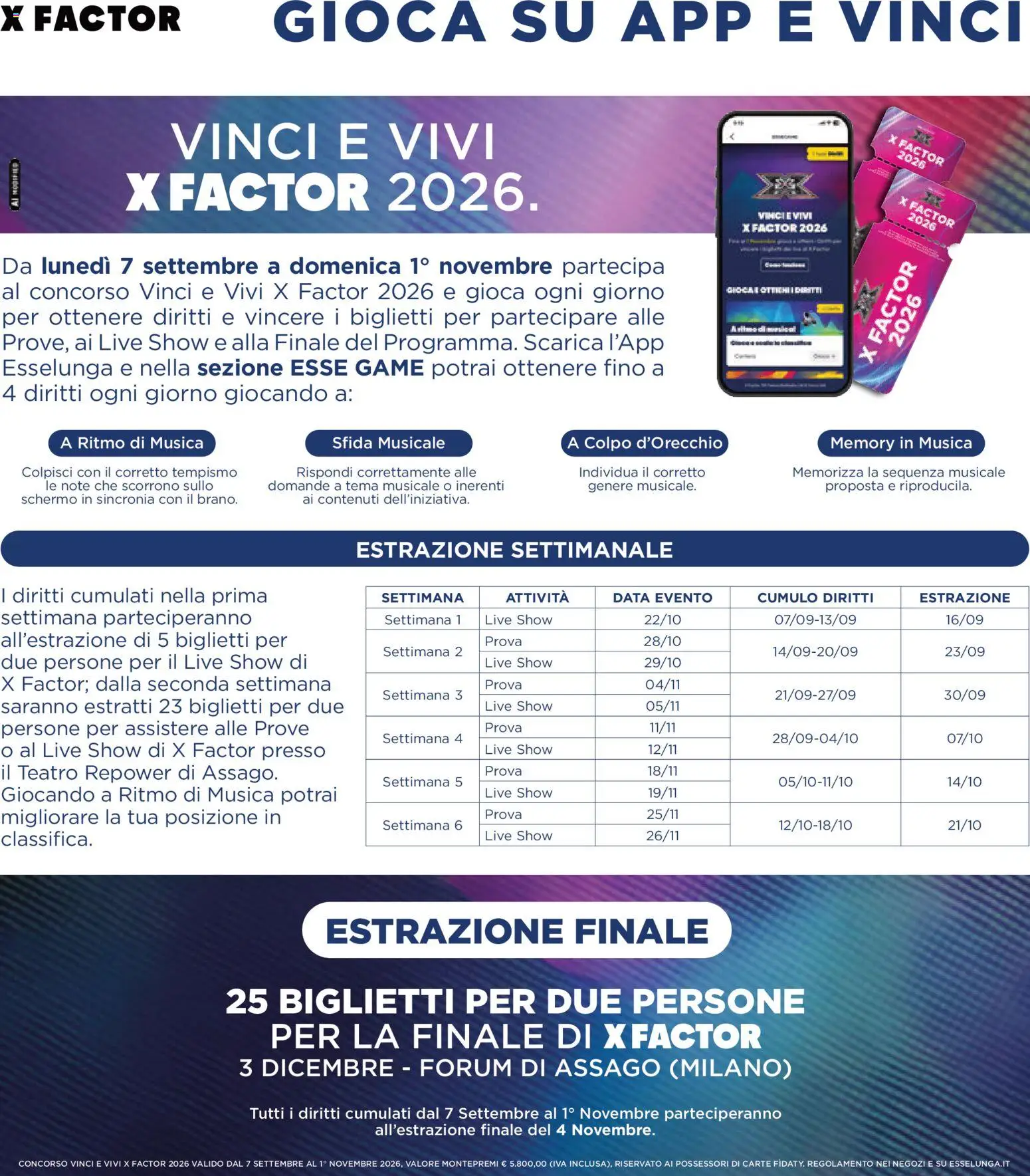 Anteprima dell'opuscolo Esselunga S volantino Collezione XFactor dal negozio Esselunga S valido da 07/09/2026 - Data, Schermo