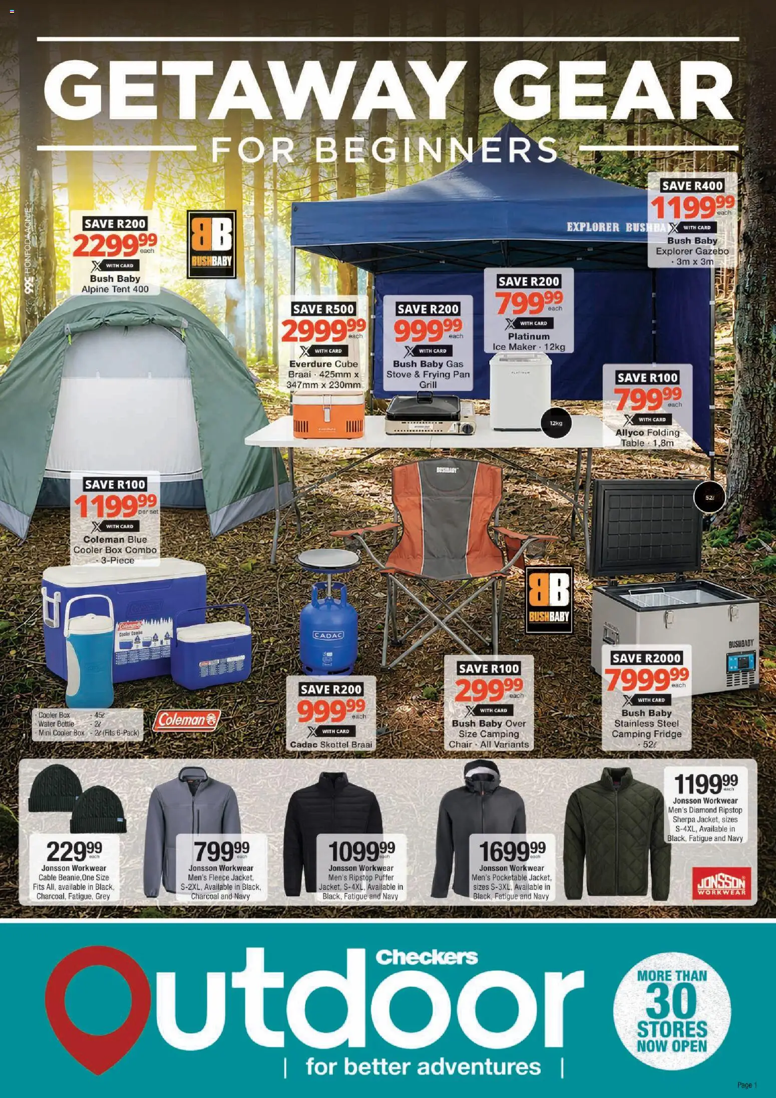 Preview of Checkers flyer valid from 27/07/2026 - Water, Fridge, Box, Tent, Peach, Grill, Cable, Cooler