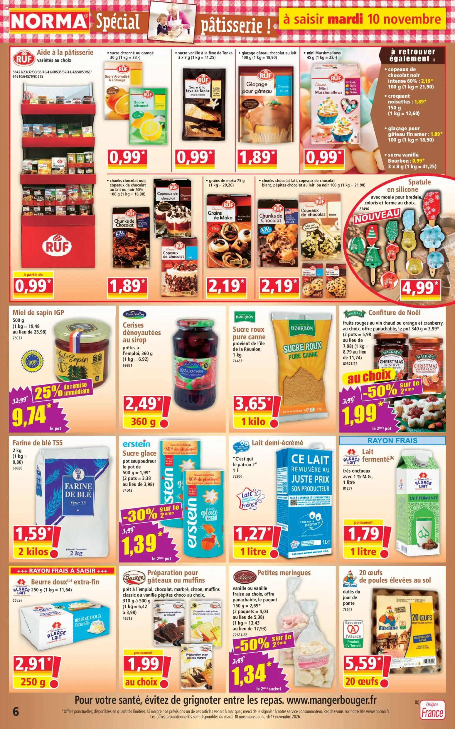 Prévisualisation de Norma catalogue du magasin Norma formulaire valide 10/11/2026 - Orange, Miel, Sucre, Vin chaud, Sucre glace, Sucre roux, Farine de ble, Beurre doux