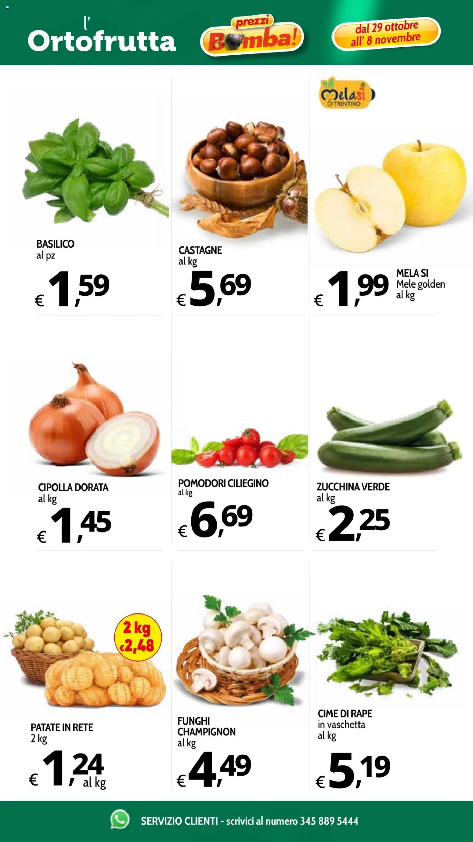 Anteprima dell'opuscolo Primo Prezzo volantino dal negozio Primo Prezzo valido da 29/10/2026 - Funghi, Basilico, Cipolla, Patate, Mele, Pomodori