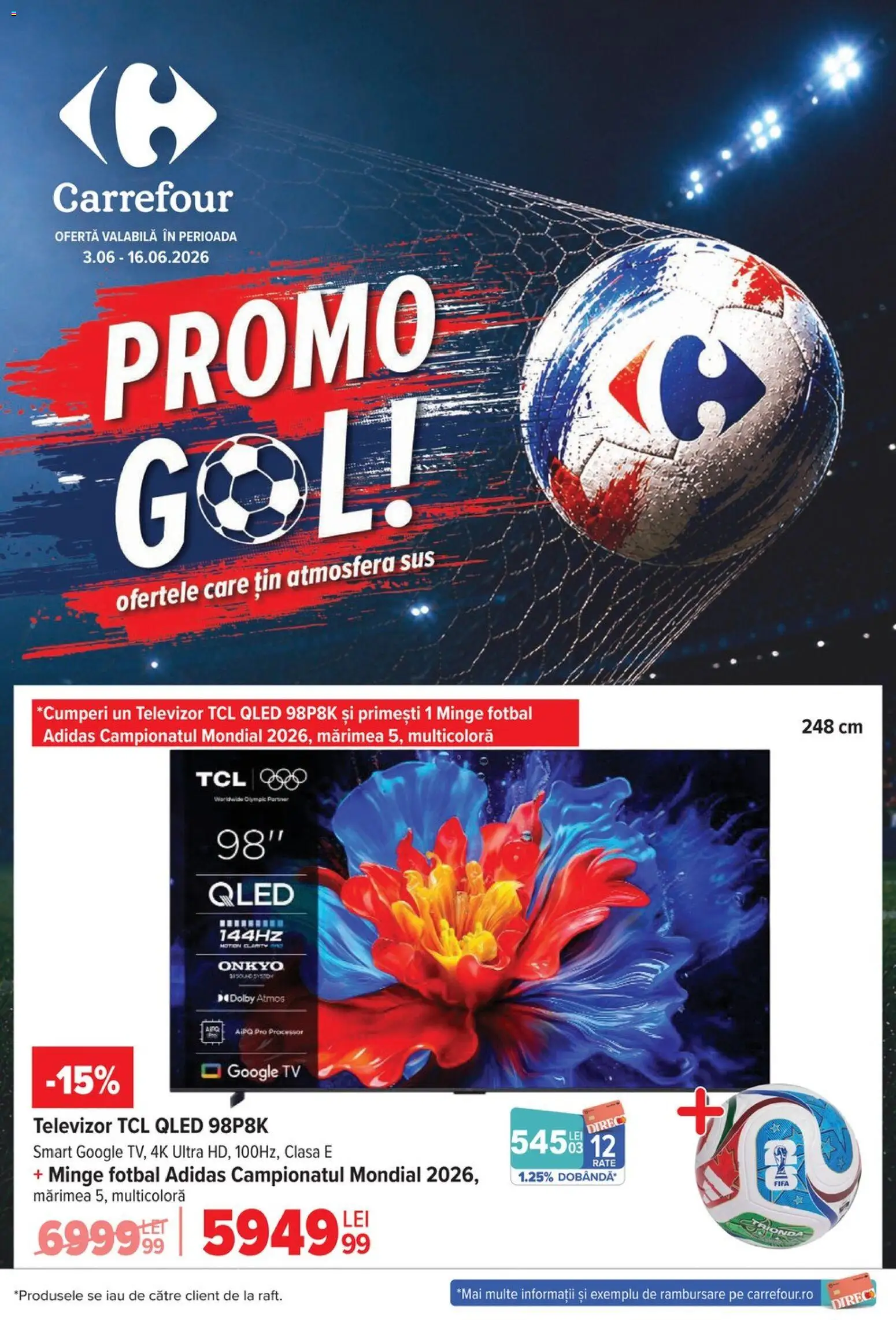 Previzualizarea de cataloage: Carrefour Carrefour Catalog Fotbal valabil de la 03.06.2026 - Televizor