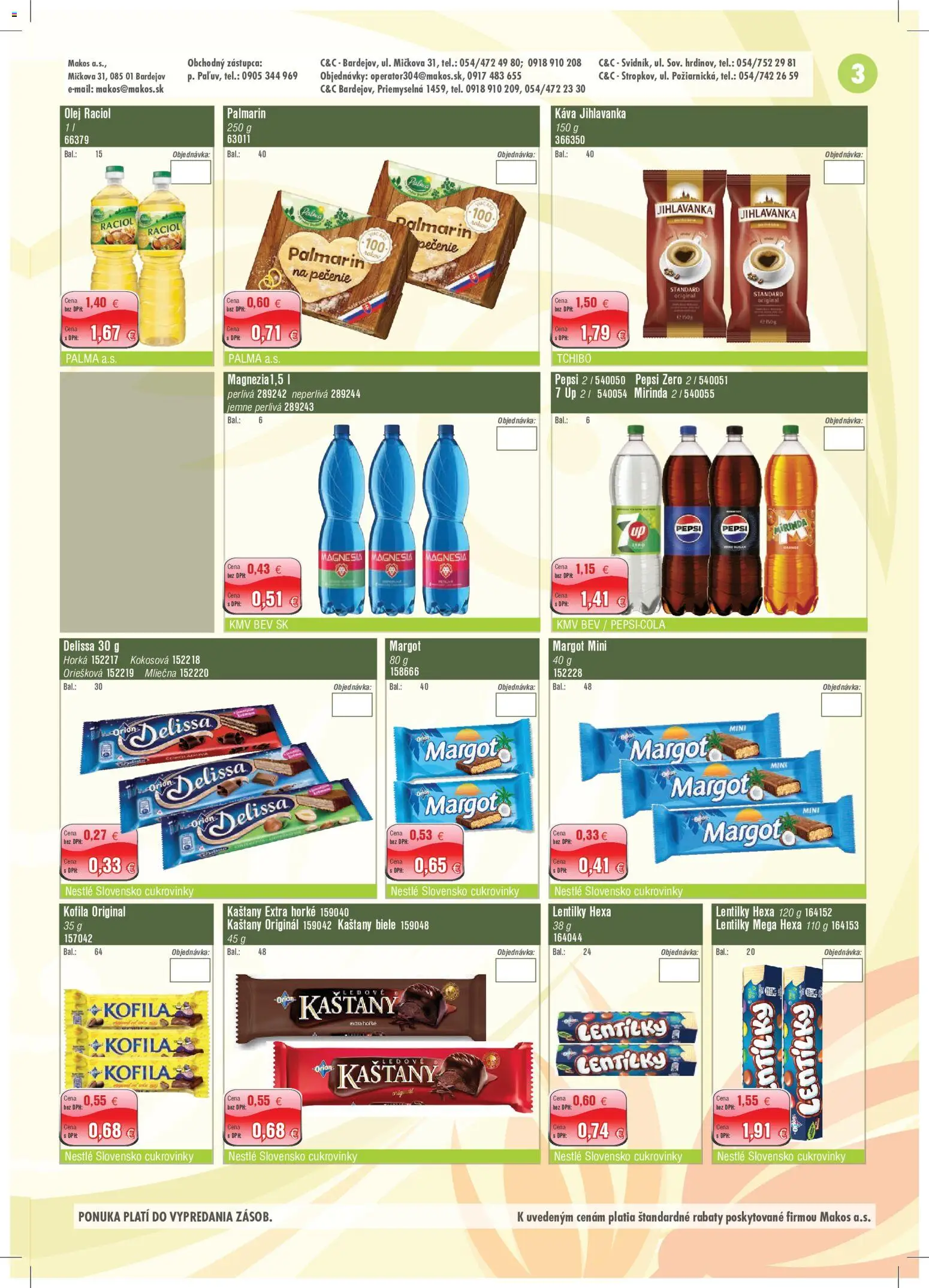 Náhľad Makos letáku platného od 02.11.2026 - Káva, Olej, Pepsi, Cukrovinky, Palmarin, Magnesia, Mirinda, Pepsi Zero