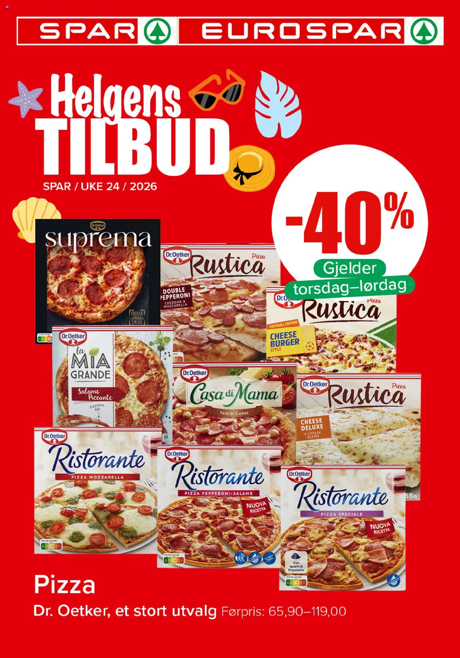 Forhåndsvis Spar Helgens Tilbud fra butikk Spar gyldig fra 11/06/2026 - Pizza, Prosciutto, Mozzarella, Cheddar