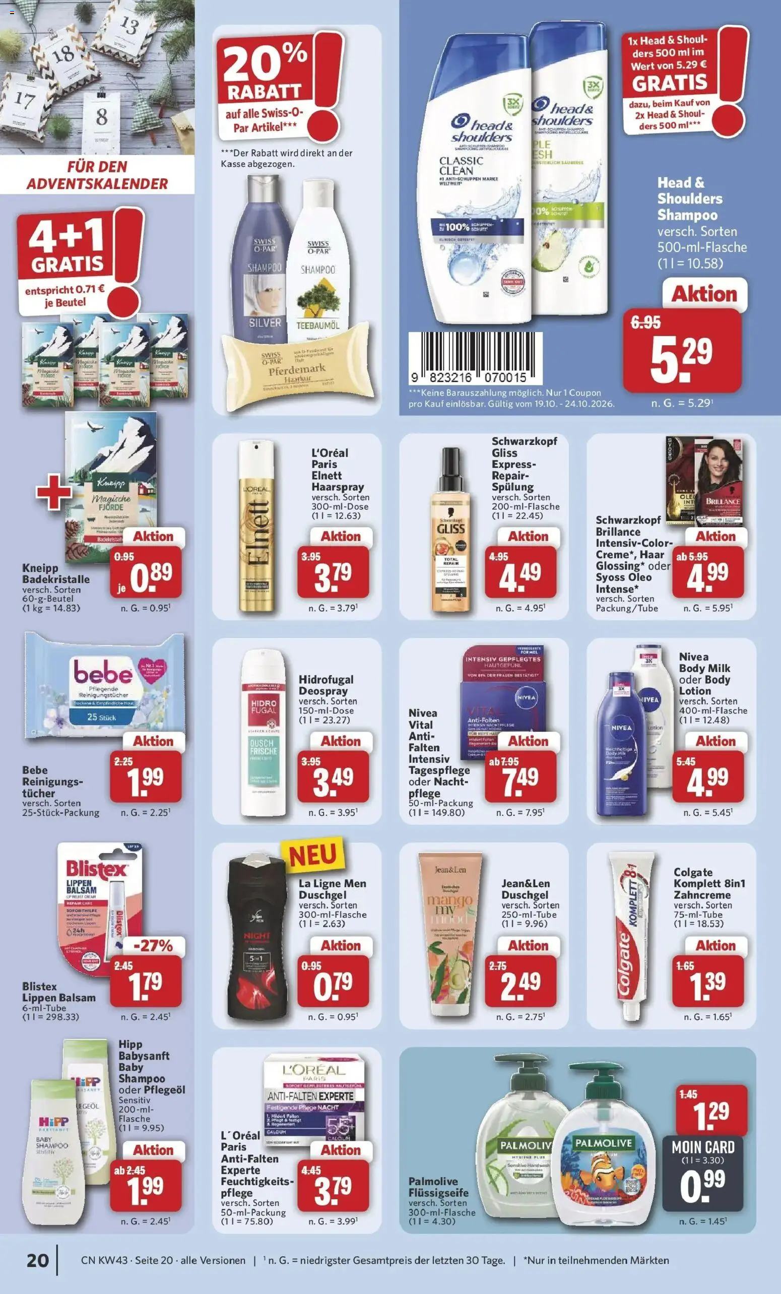 Vorschau von dem Prospekt des Geschäftes Combi, gültig ab dem 19.10.2026 - Mango, Shampoo, Creme, Haarspray, Spülung, Reinigungstücher, Head & shoulders, Body Milk
