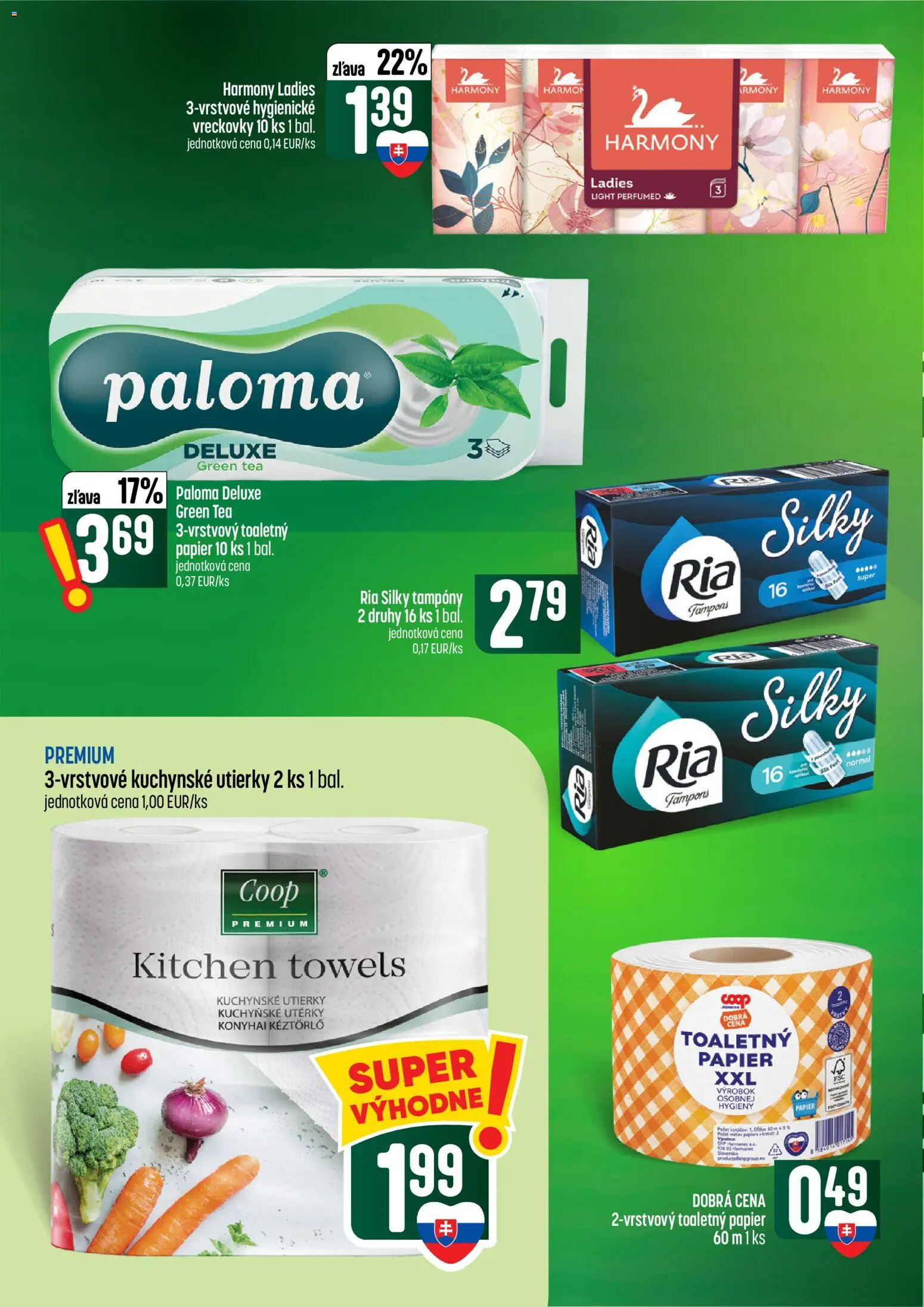 Náhľad COOP Jednota letáku platného od 08.10.2026 - Toaletný papier, Kuchynské utierky, Vreckovky, Utierky