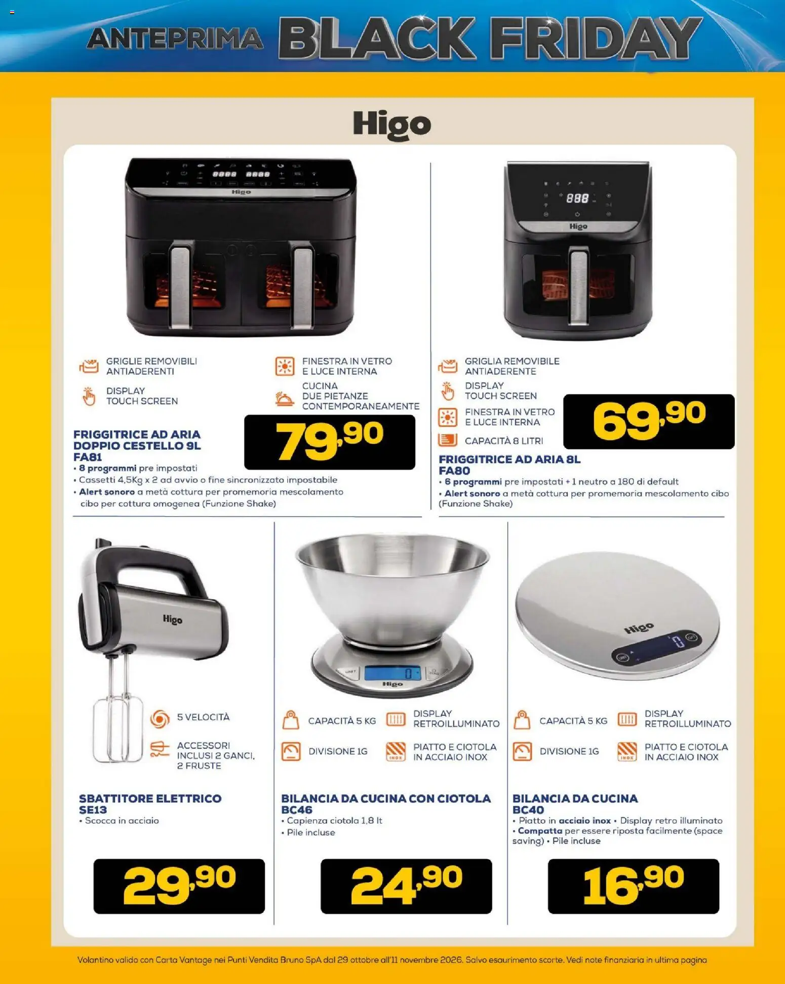 Anteprima dell'opuscolo BRUNO Black Friday ML dal negozio BRUNO valido da 29/10/2026 - Friggitrice ad aria, Bilancia, Piatto, Griglia, Pile, Friggitrice, Ciotola, Sbattitore