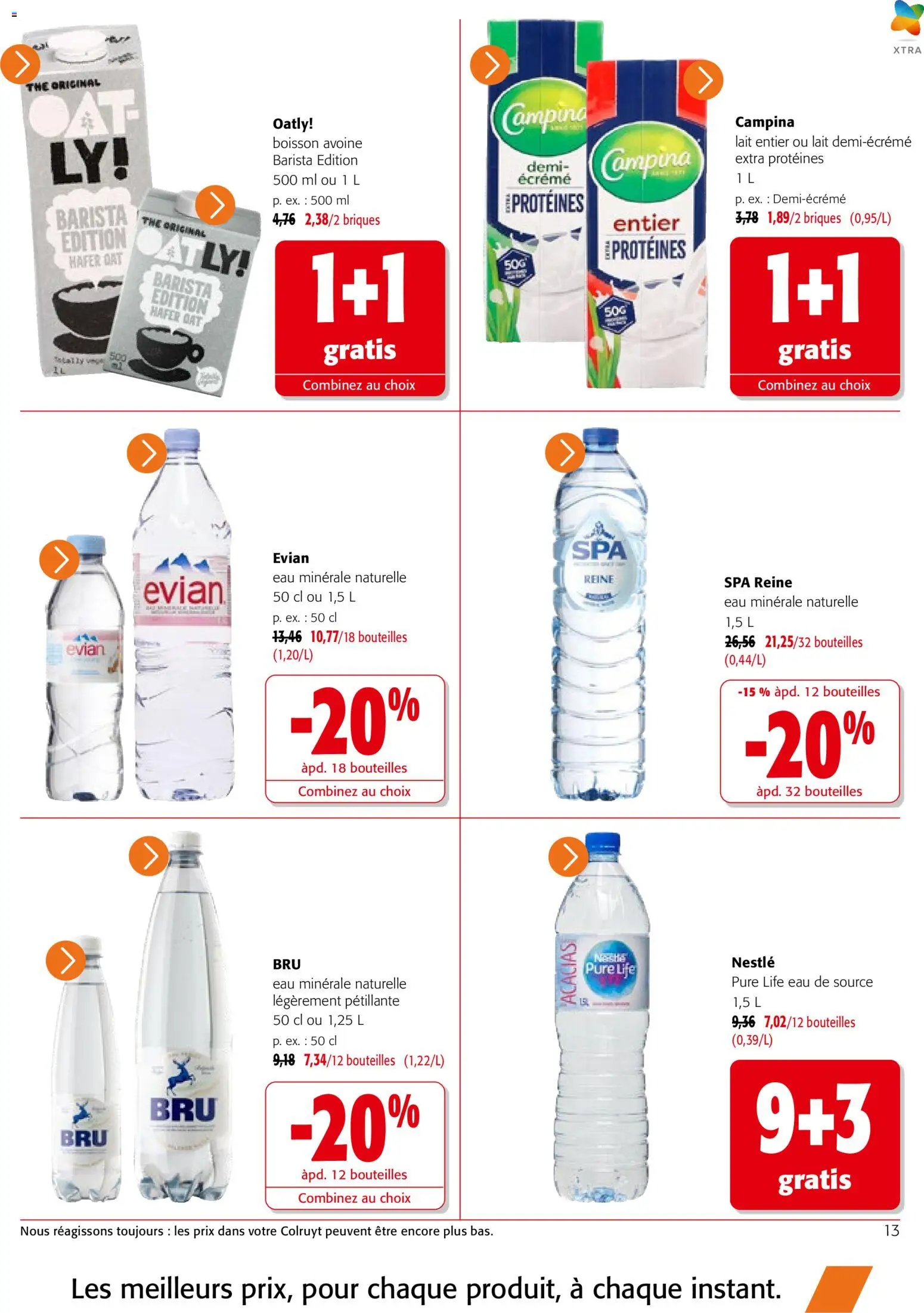 Prévisualisation de Colruyt catalogue du magasin Colruyt formulaire valide 23/09/2026 - Boisson, Thé, Briques, Eau minérale, Lait entier, Evian eau minerale, Eau de source, Eau minérale naturelle