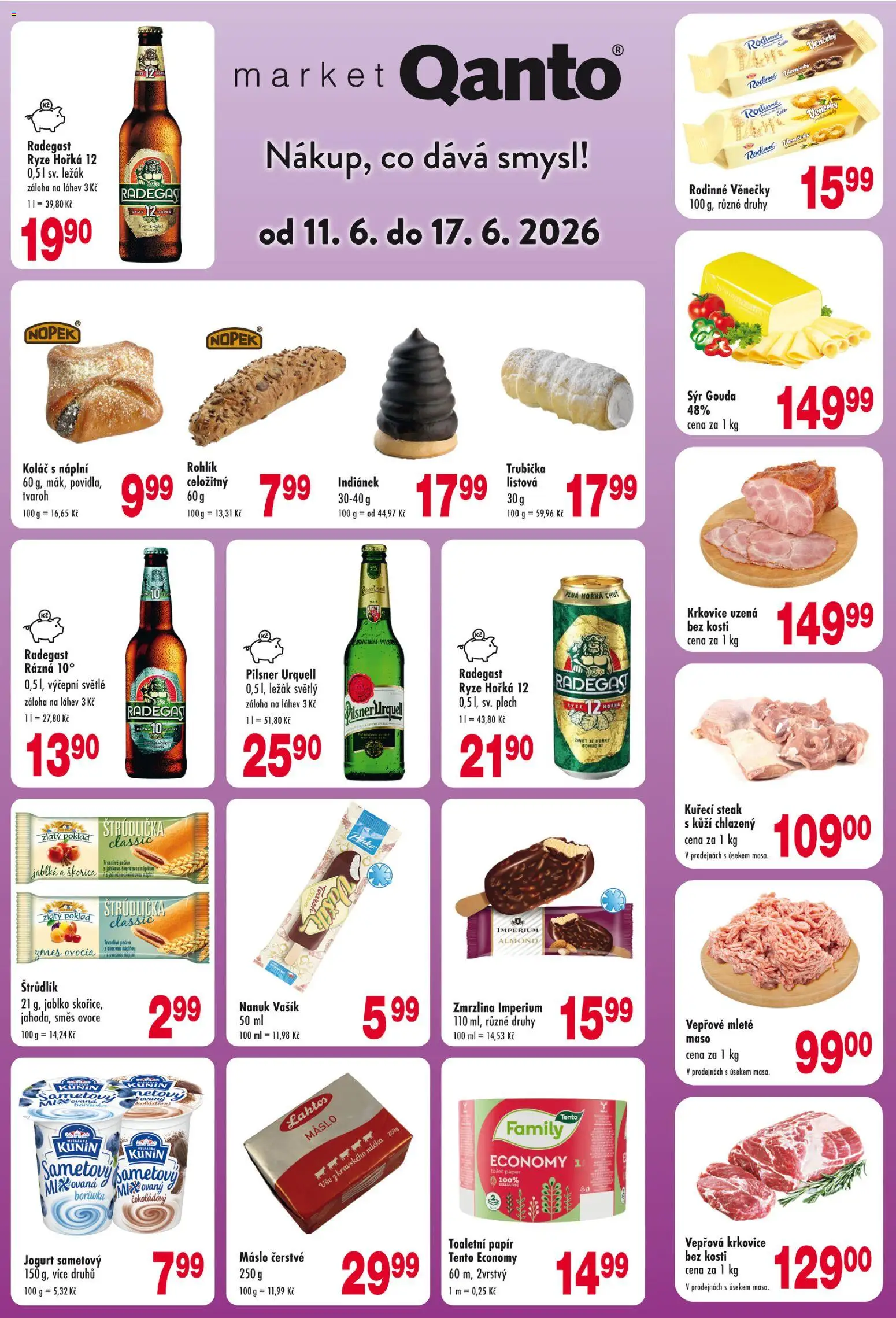Náhled nabídky: Astur & Qanto Astur & Qanto leták platný od 11.06.2026 - Máslo, Maso, Jogurt, Toaletní papír, Pilsner, Nanuk, Gouda, Jablka